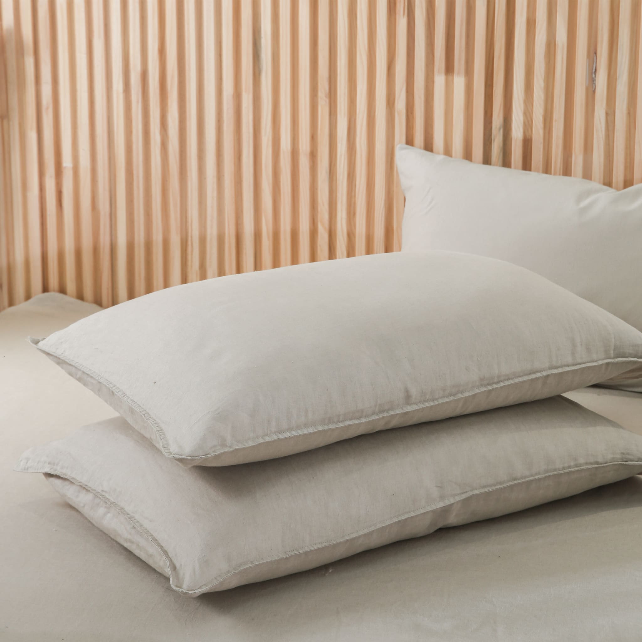 Khaki Linen Pillowcase Set - Linen Times