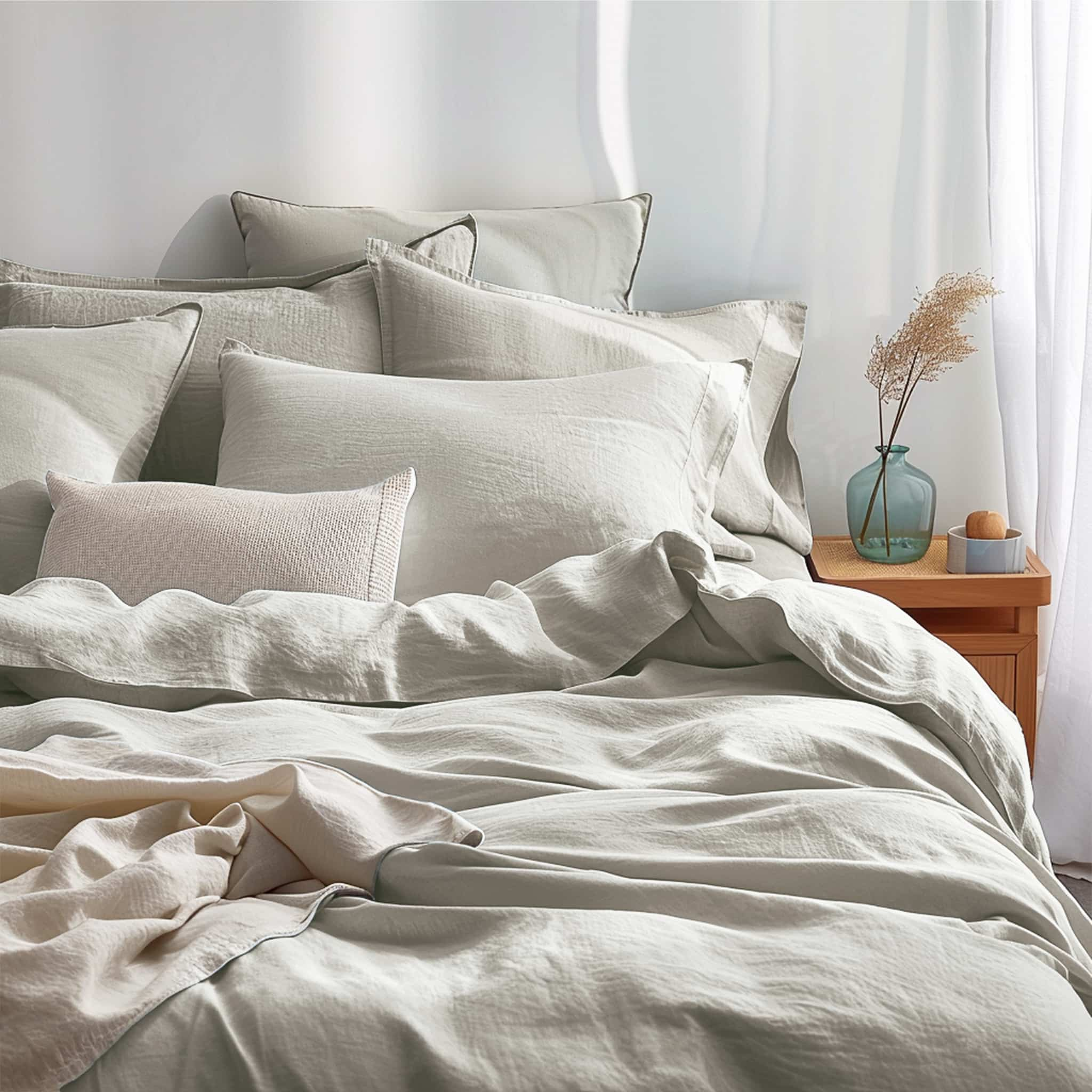 Khaki Linen Pillowcase Set - Linen Times