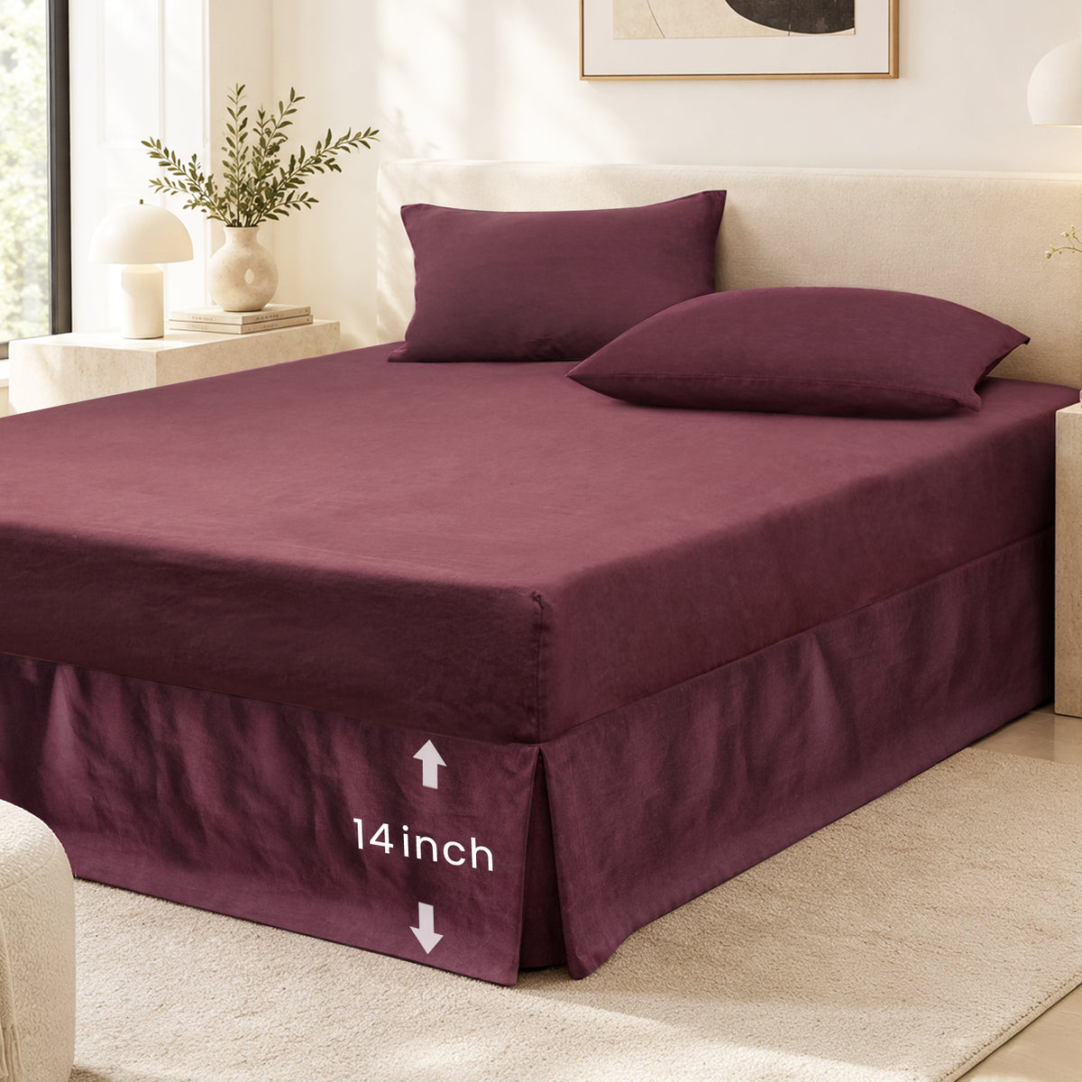 Merlot 100% Organic Linen Bed Skirt