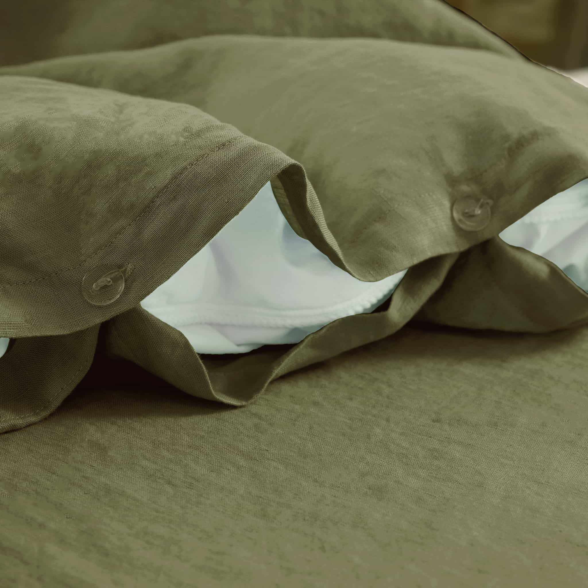 Moss Green Linen Duvet Cover - Linen Times