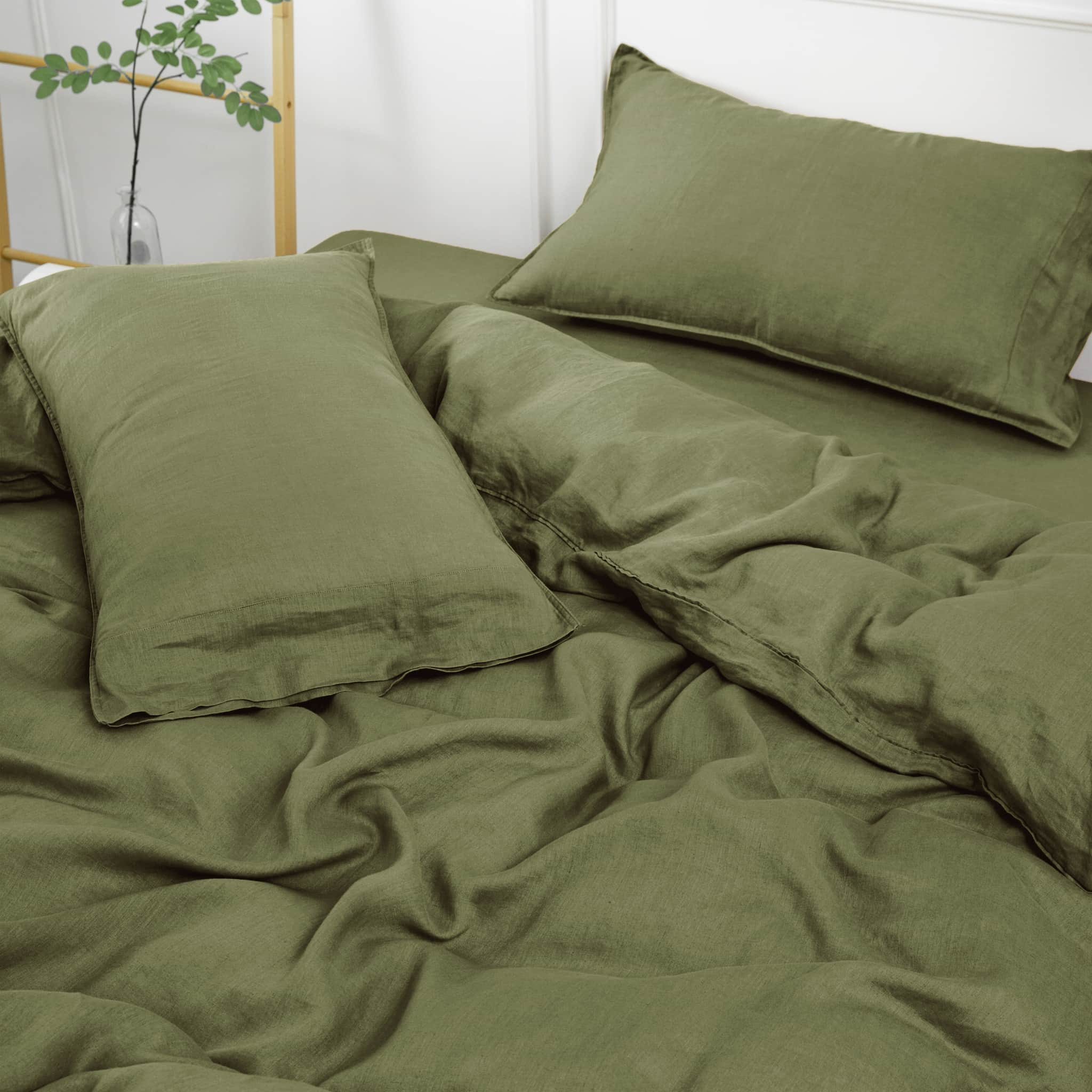 Moss Green Linen Duvet Cover - Linen Times