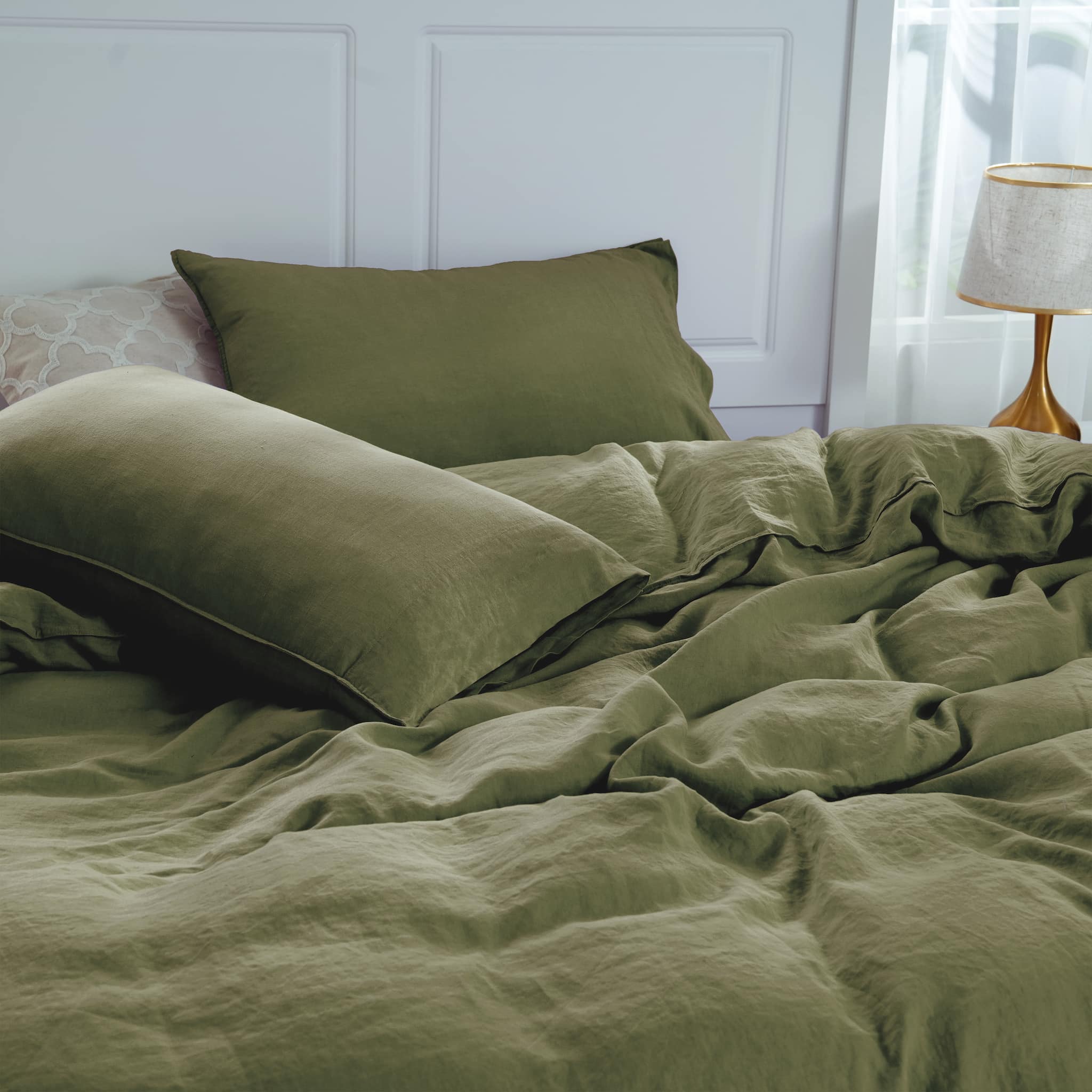 Moss Green Linen Duvet Cover - Linen Times