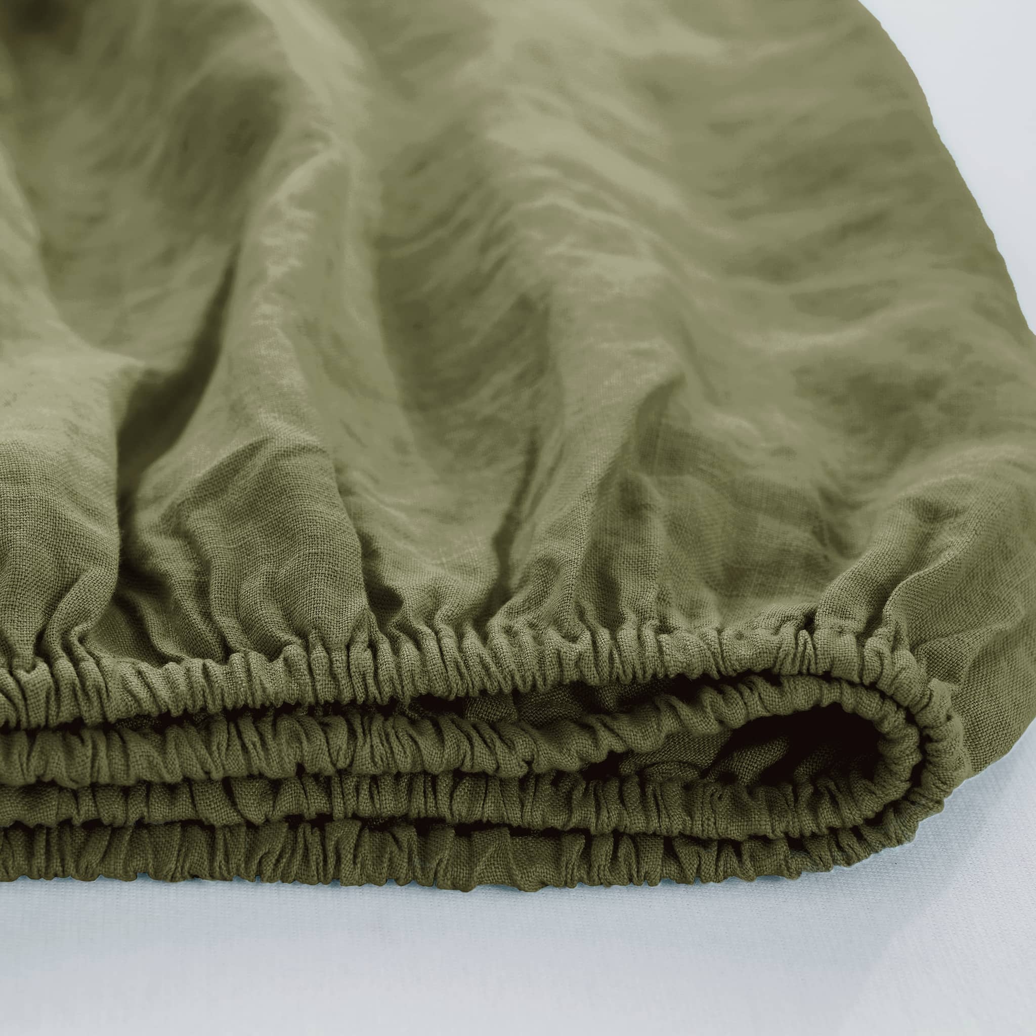 Moss Green Linen Fitted Sheet - Linen Times