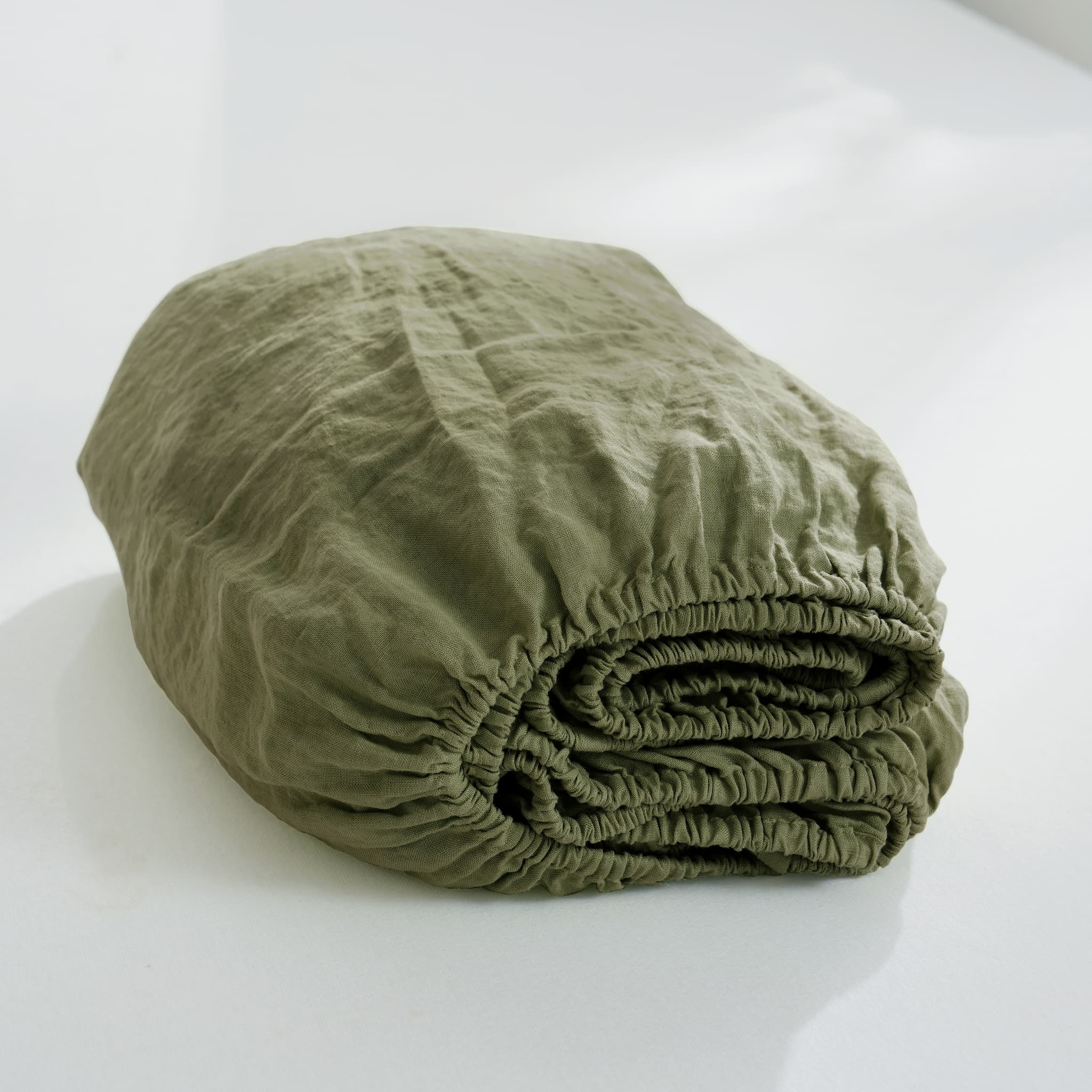 Moss Green Linen Fitted Sheet - Linen Times