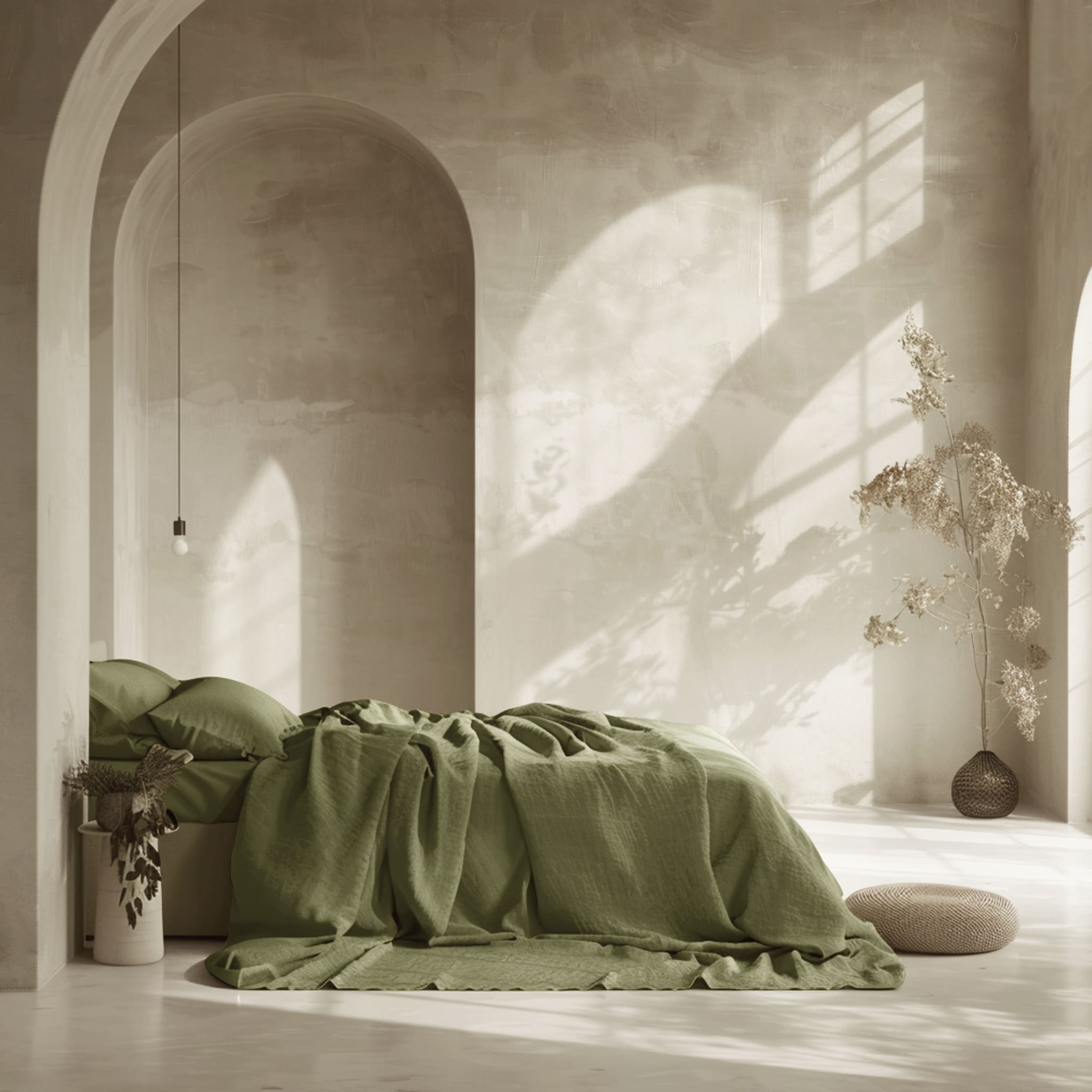 Moss Green Linen Flat Sheet - Linen Times