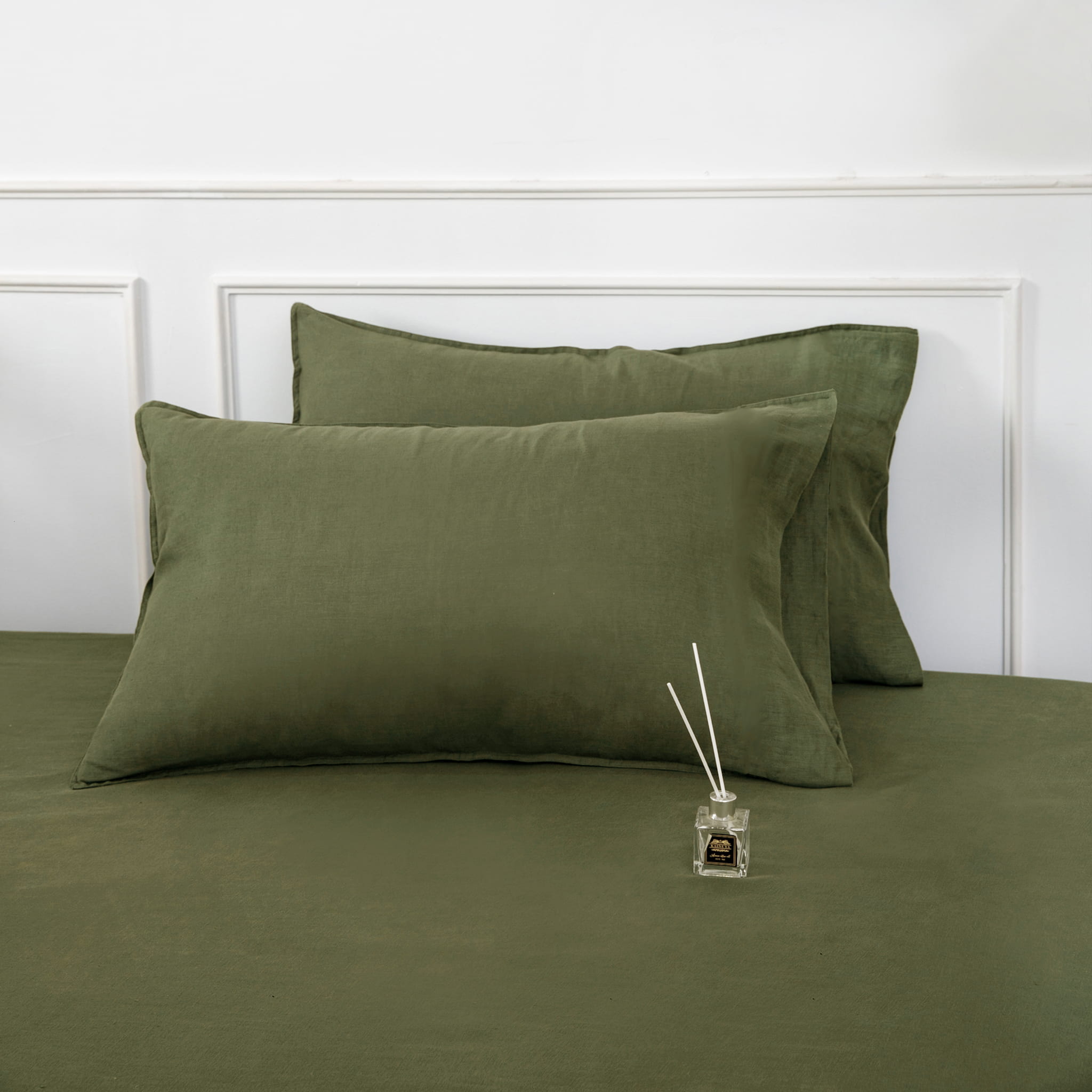 Moss Green Linen Pillowcase Set - Linen Times