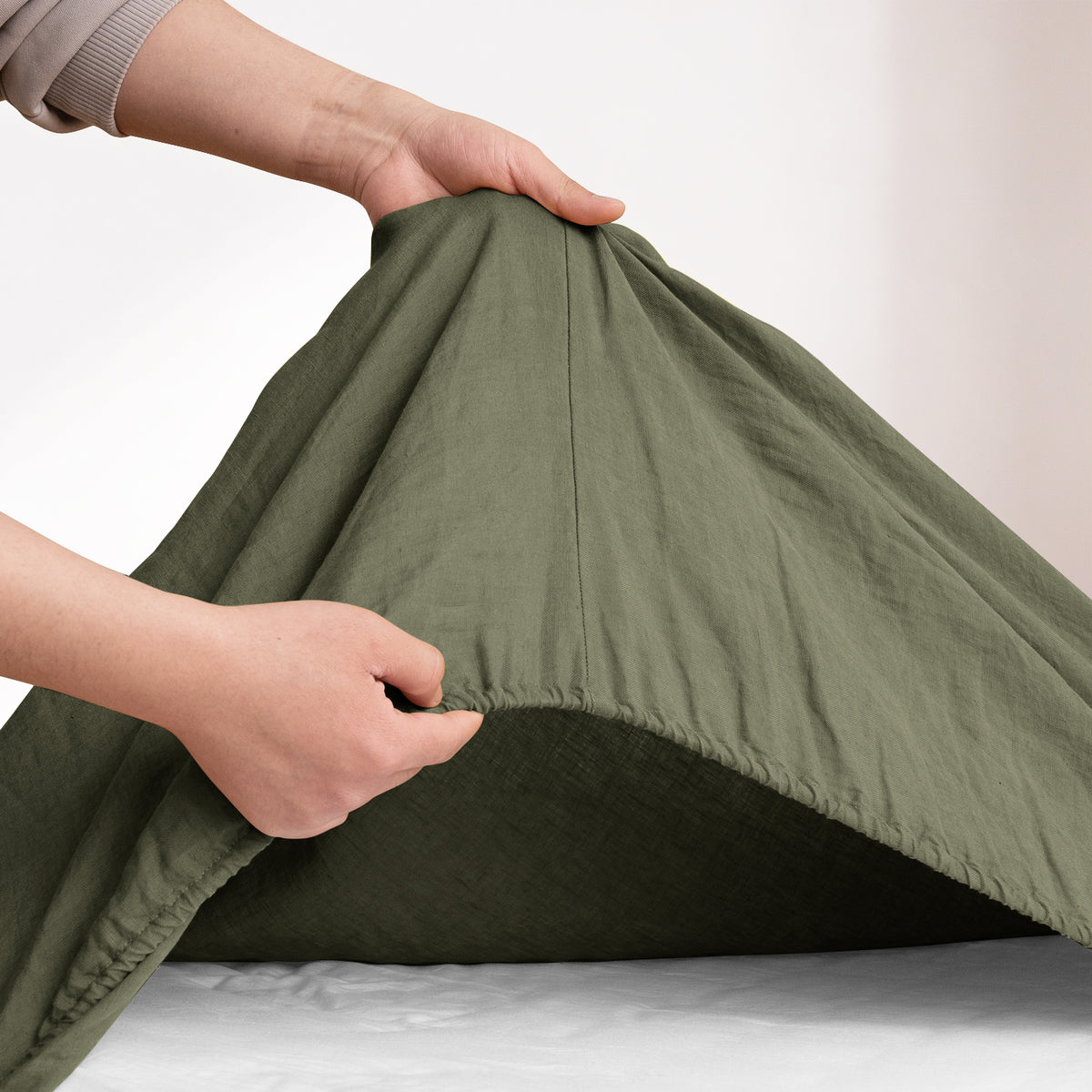 Moss Green 100% Organic Linen Sheet Set