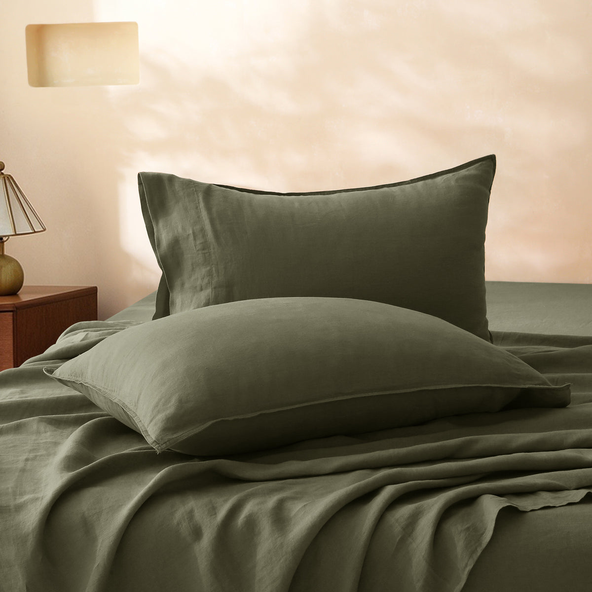 Moss Green Linen Sheet Set