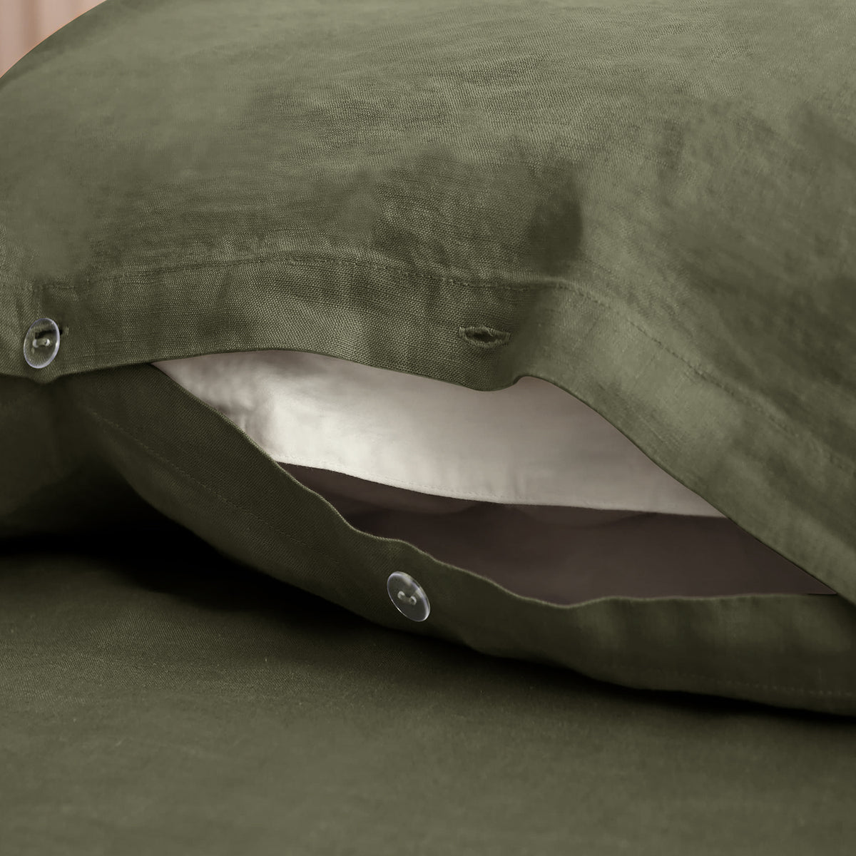 Moss Green 100% Organic Linen Duvet Cover Set