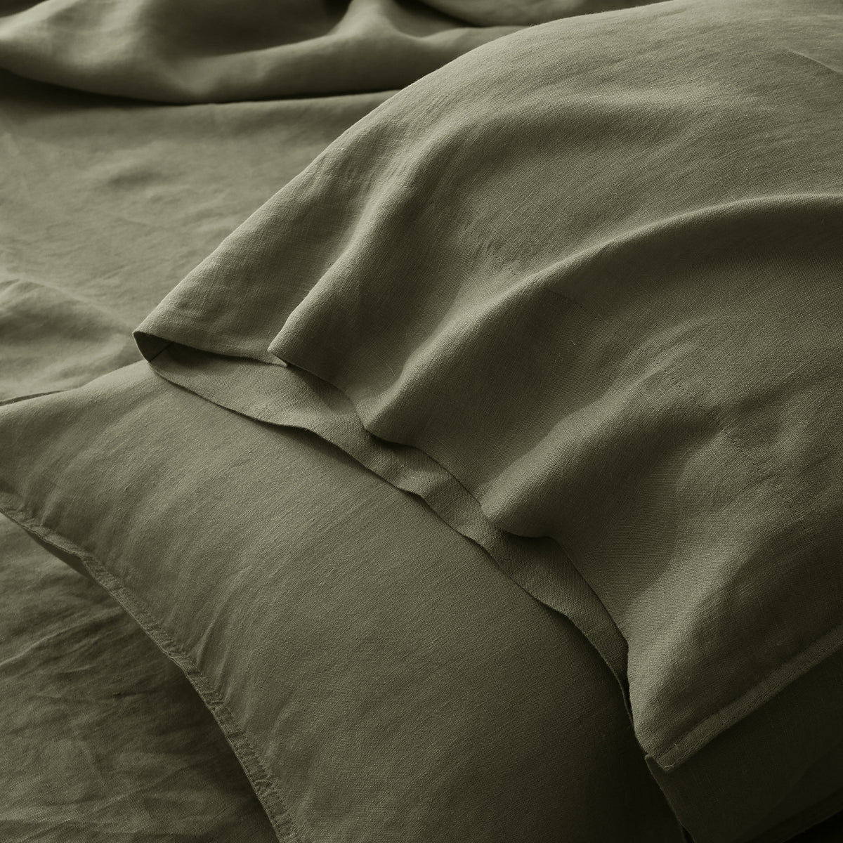 Moss Green 100% Organic Linen Pillowcase Set