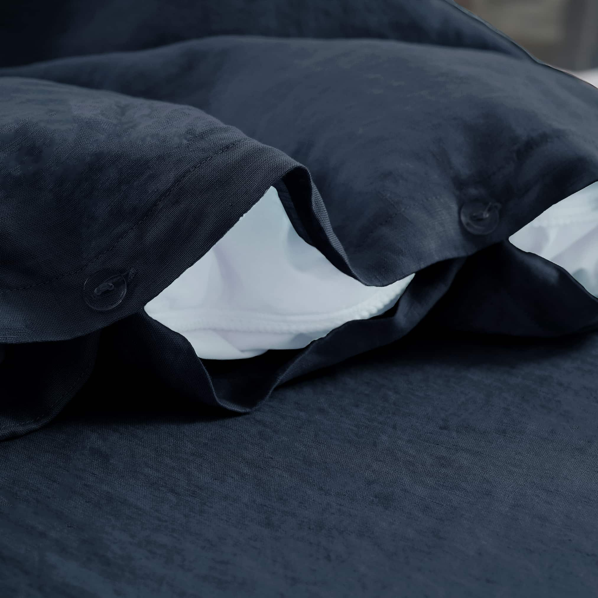 Navy Blue Linen Duvet Cover - Linen Time