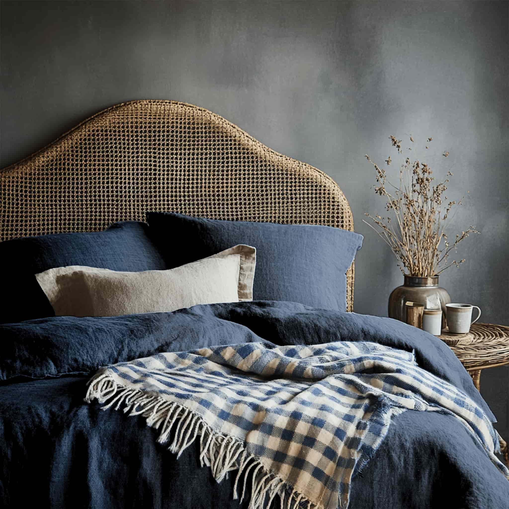 Navy Blue Linen Duvet Cover - Linen Times