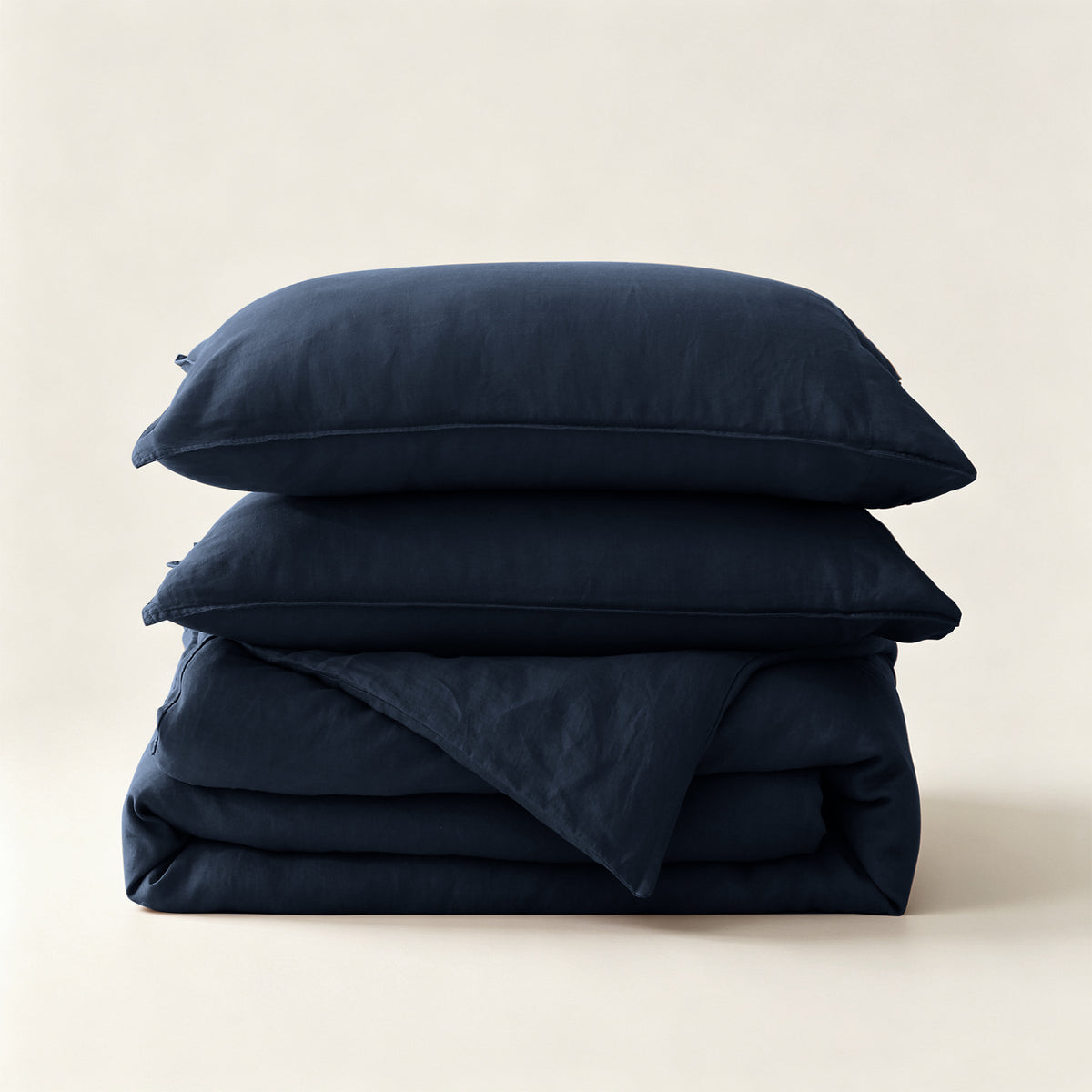 Navy Blue 100% Organic Linen Duvet Cover Set - Linen Times