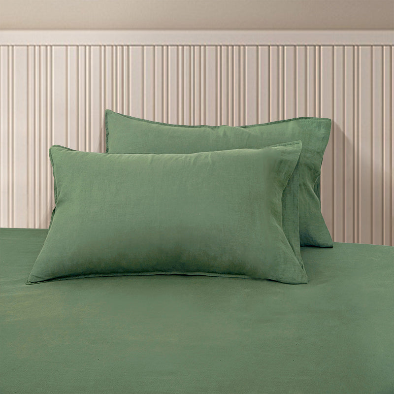 Olive Green Linen Duvet Cover Set - Linen Times