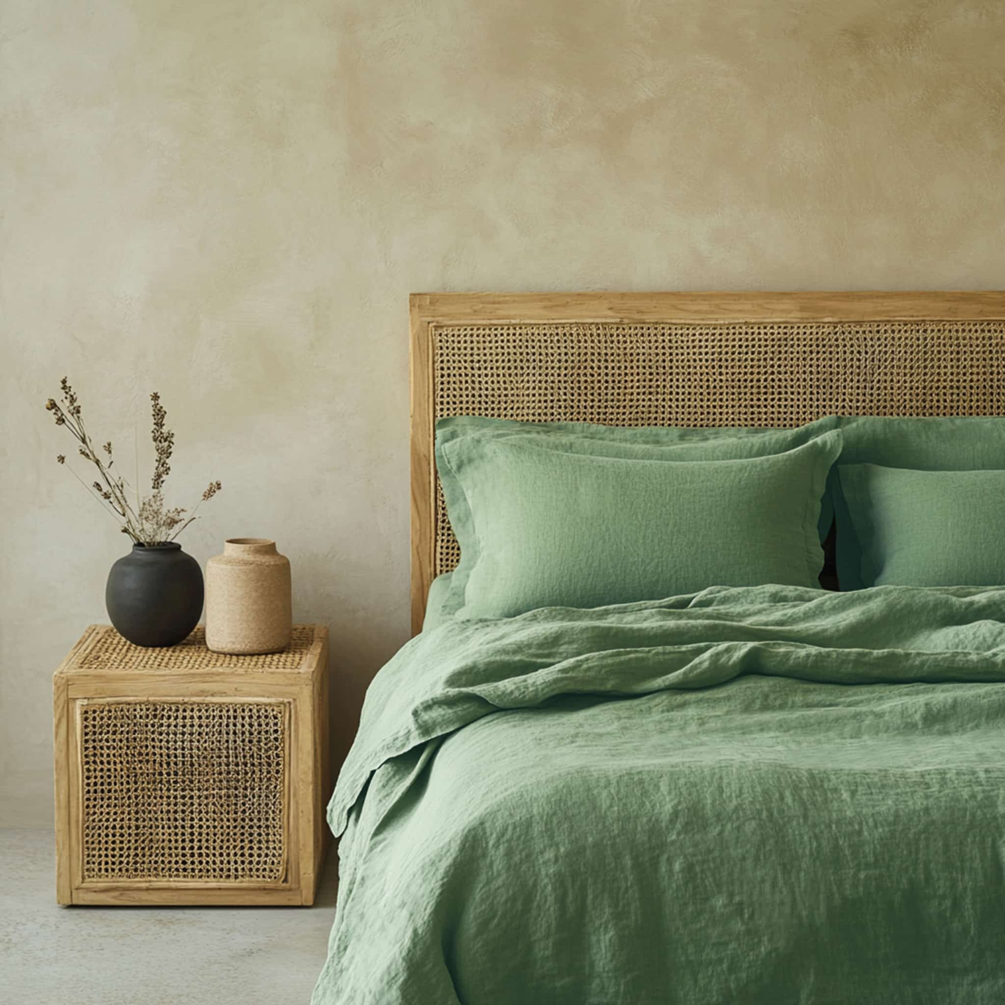 Olive Green Linen Pillowcase Set - Linen Times