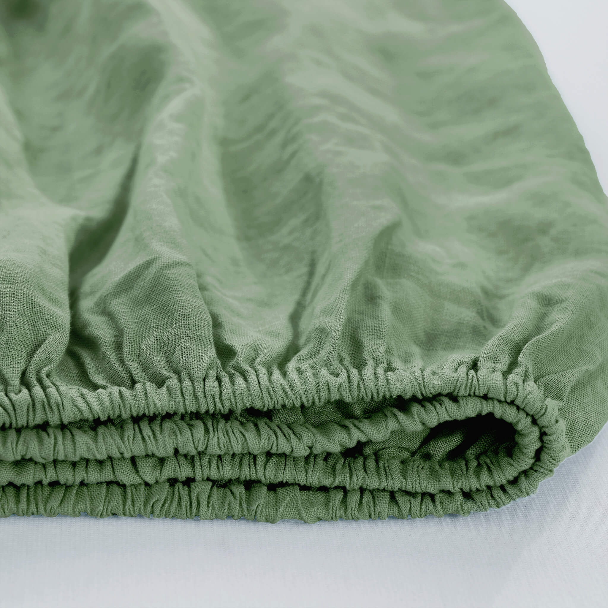 Olive Green Linen Fitted Sheet - Linen Times