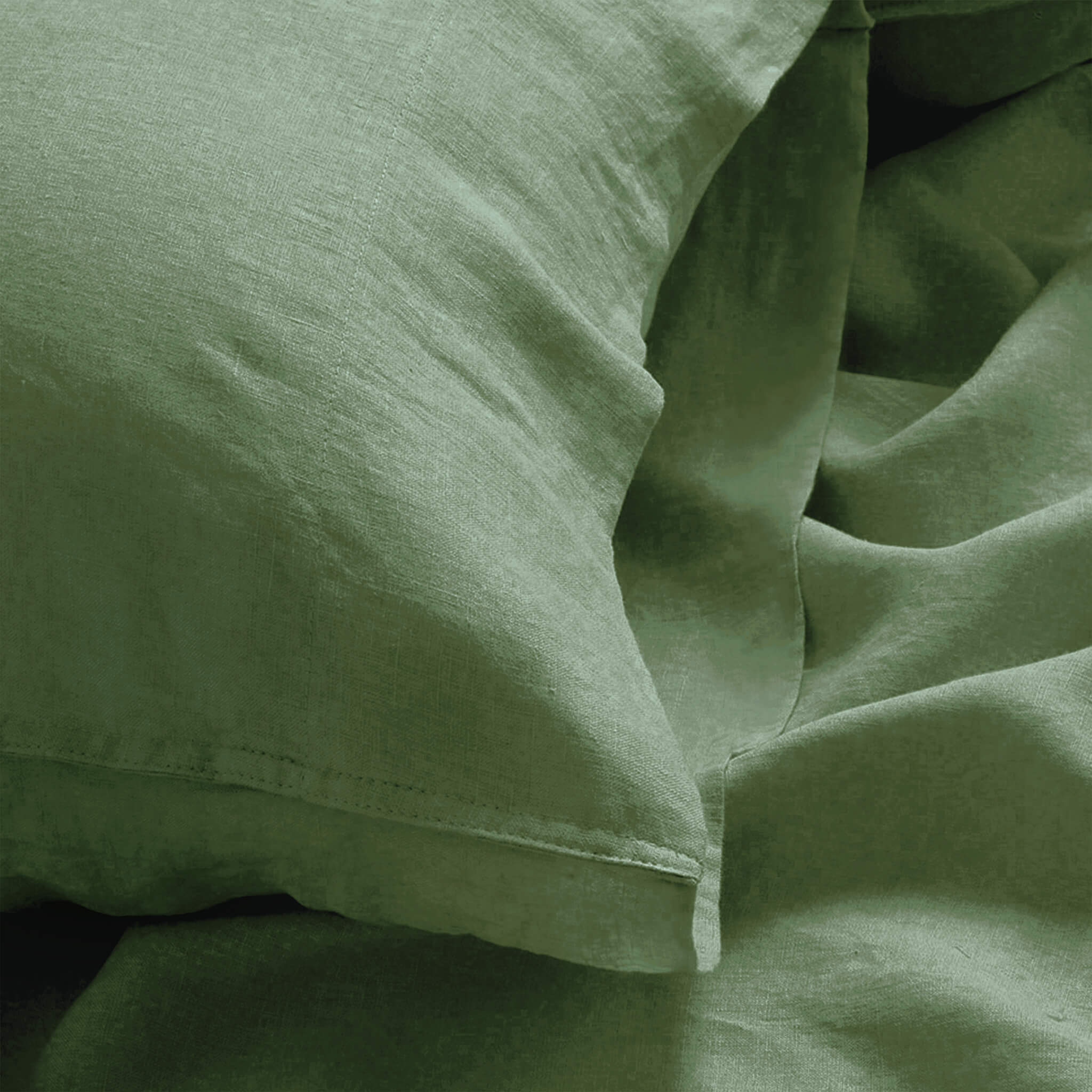 Olive Green Linen Pillowcase Set - Linen Times