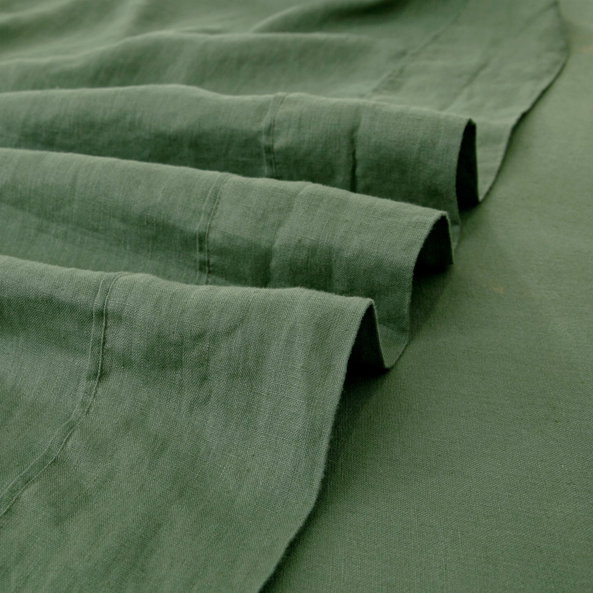 Army Green Linen Flat Sheet - Linen Time