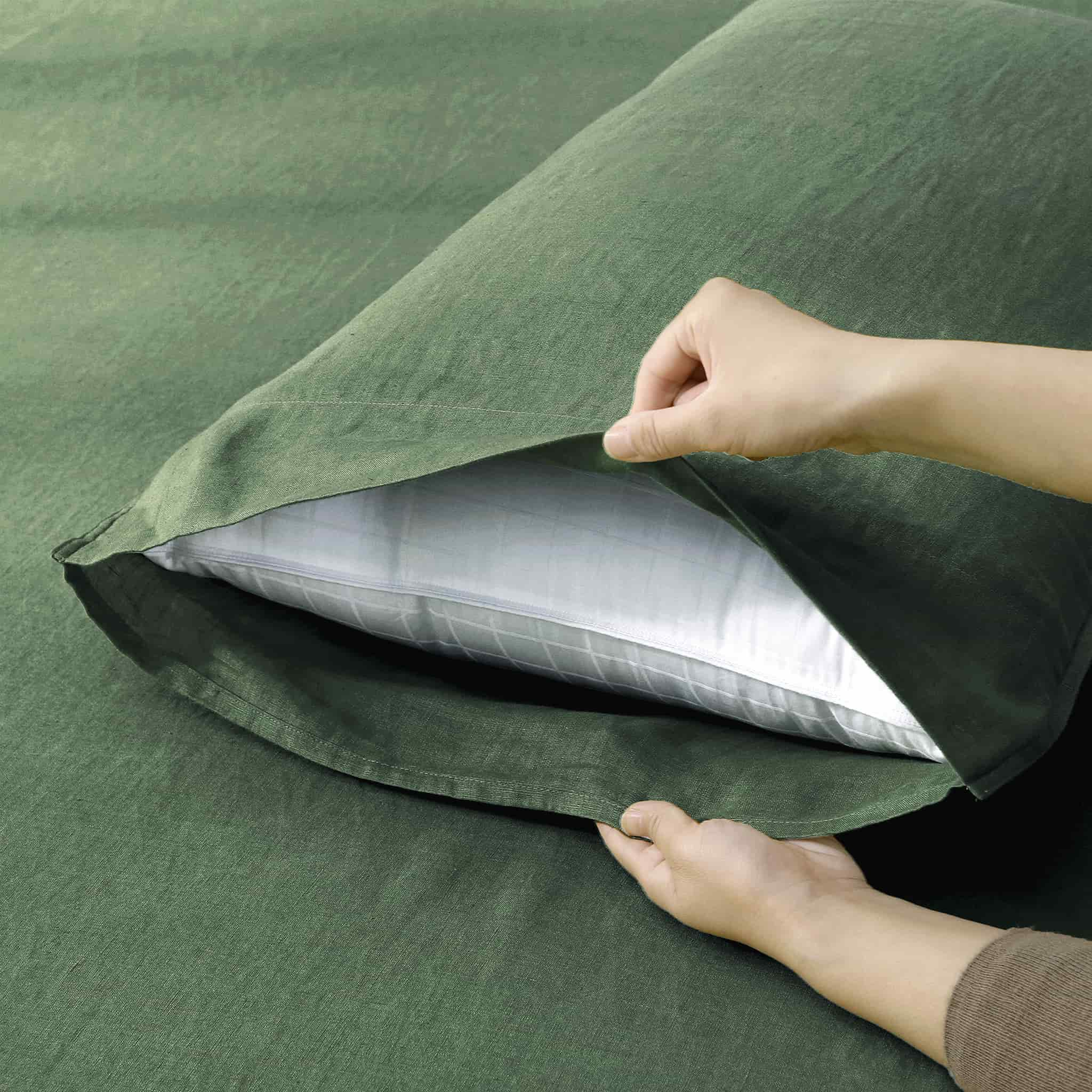 Army Green Linen Sheet Set - Linen Time