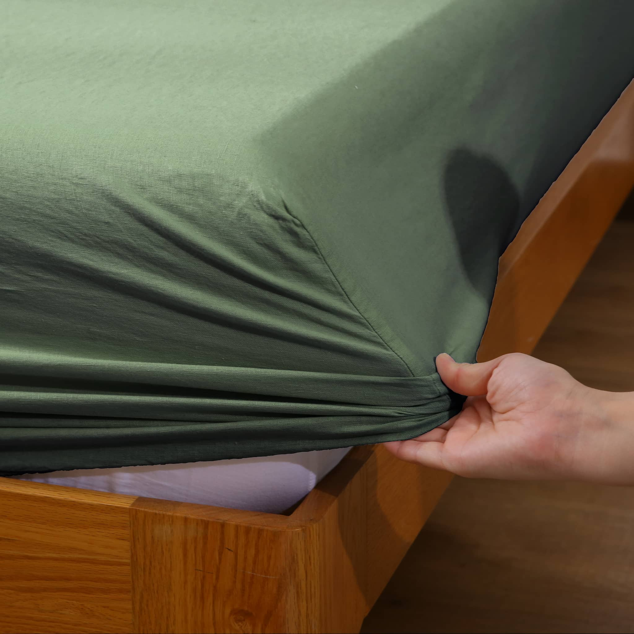 Army Green Linen Sheet Set - Linen Time