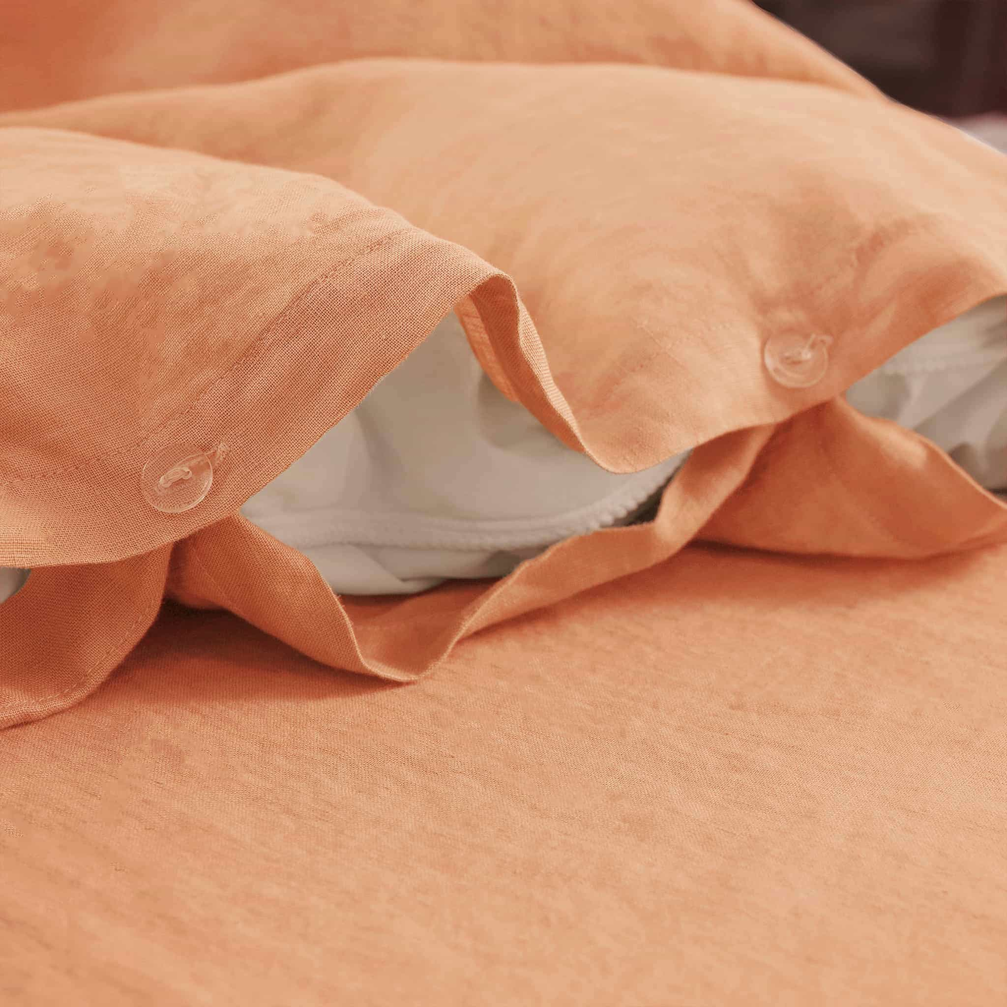 Peach Linen Duvet Cover - Linen Time