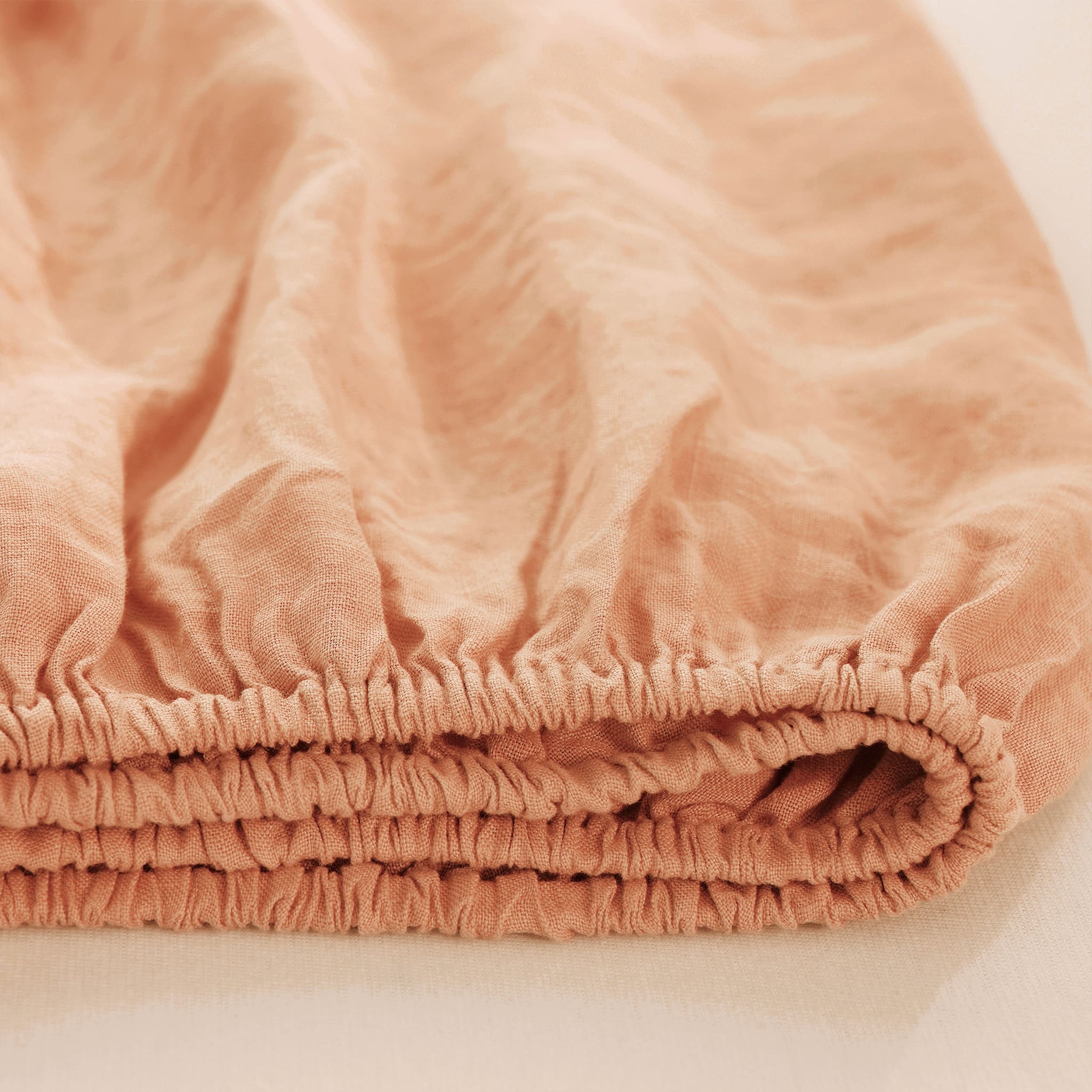 Peach Linen Fitted Sheet - Linen Time