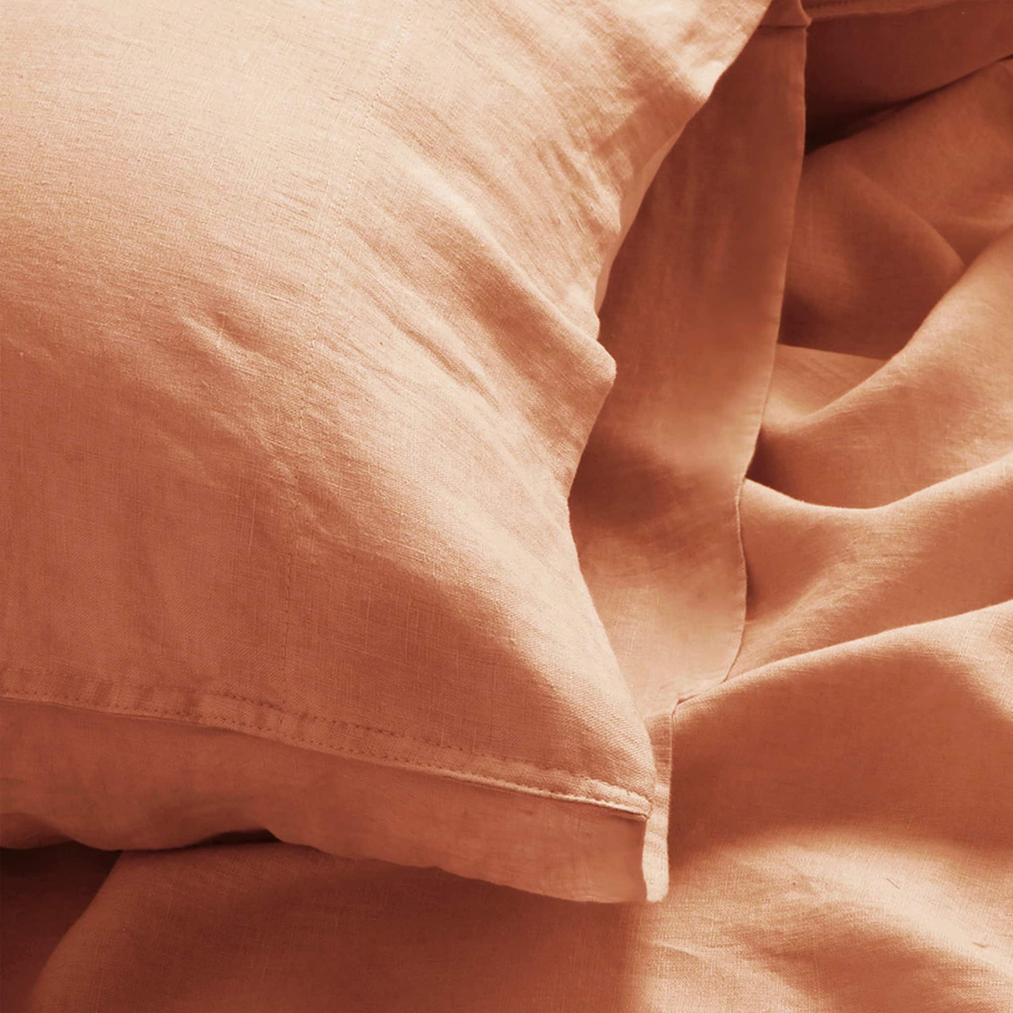 Peach Linen Sheet Set - Linen Time