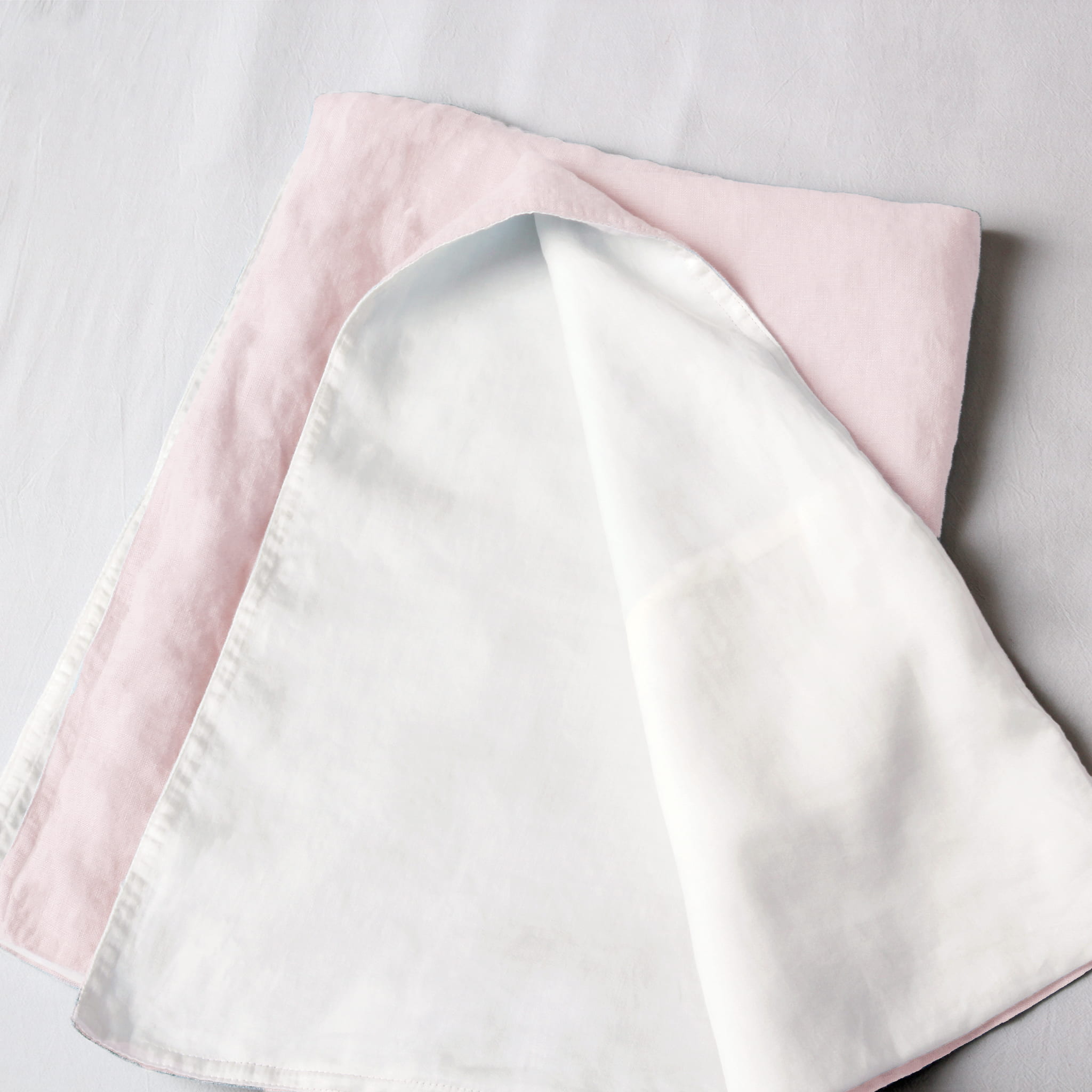 Pinkish White Linen-Lyocell Reversible Pillowcase Set (Set Of 2) - Linen Time