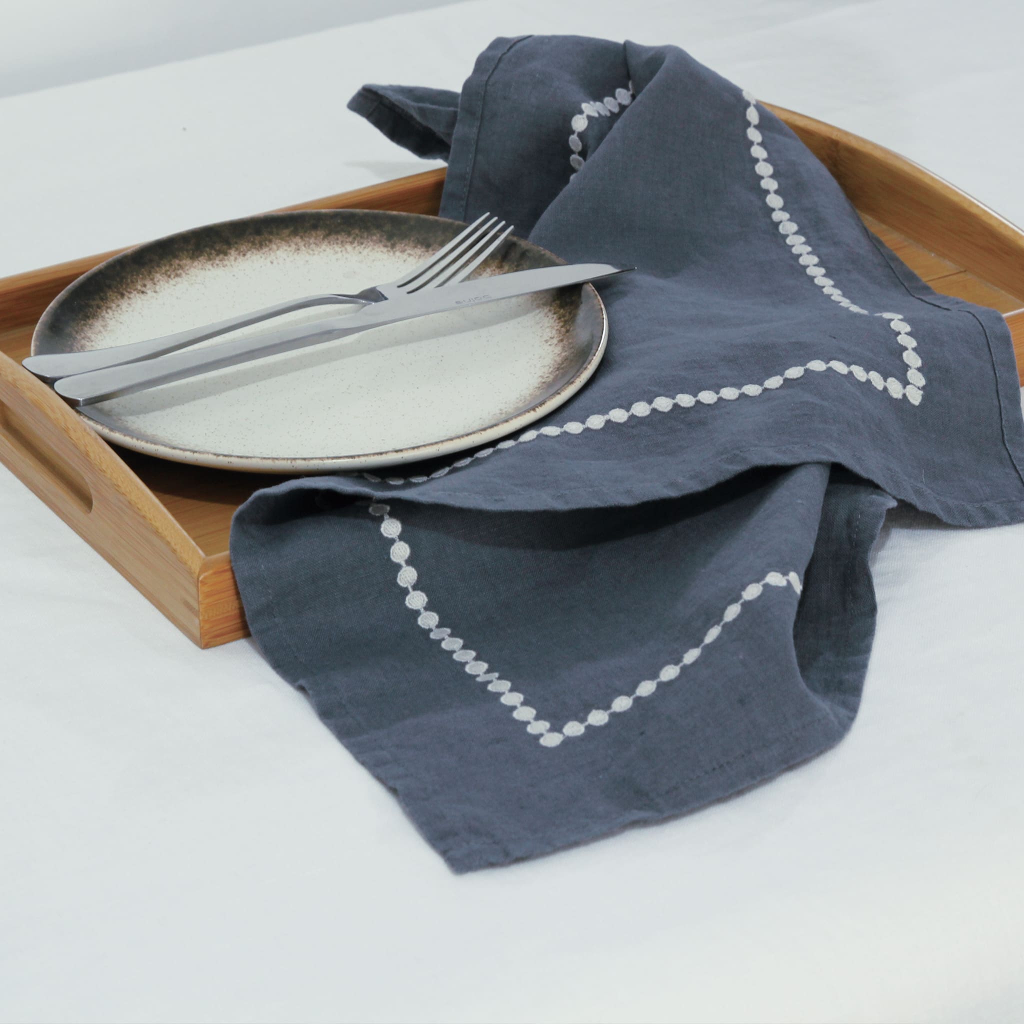 Polka Dot Linen Napkin Silver Grey - Linen Time-3#color_Silver Grey