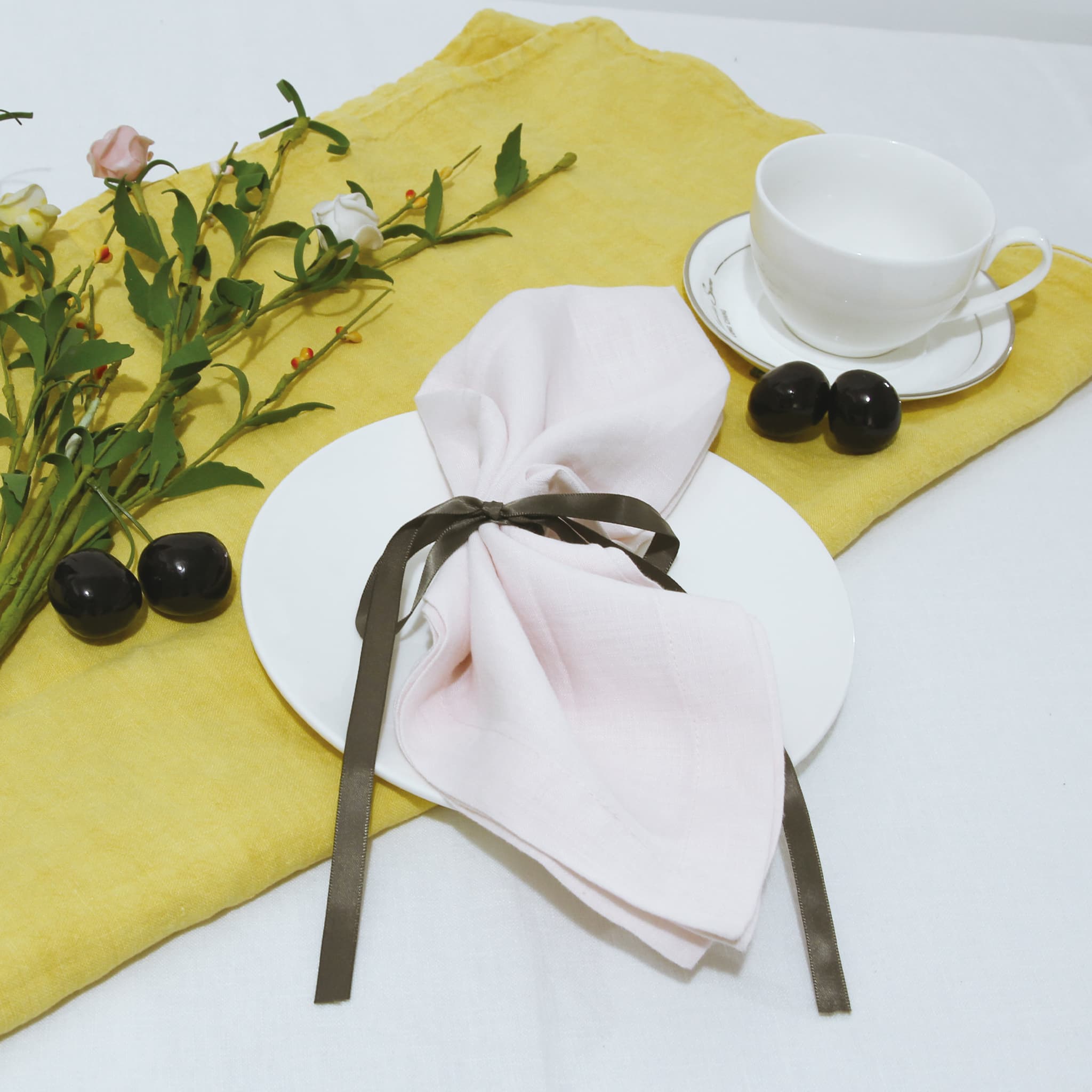 Pure Linen Napkins Pinkish White - Linen Time-2#color_Pinkish White