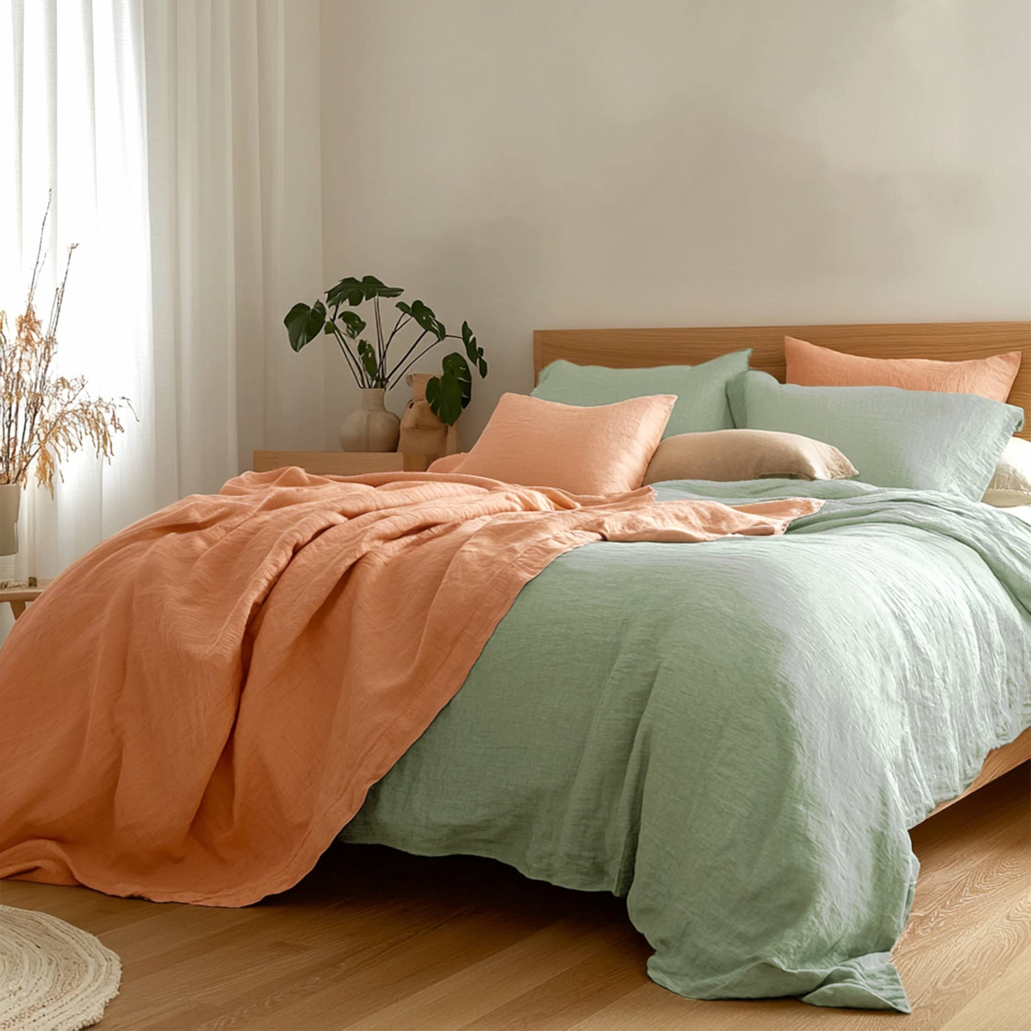 Sage Green Linen Duvet Cover - Linen Times