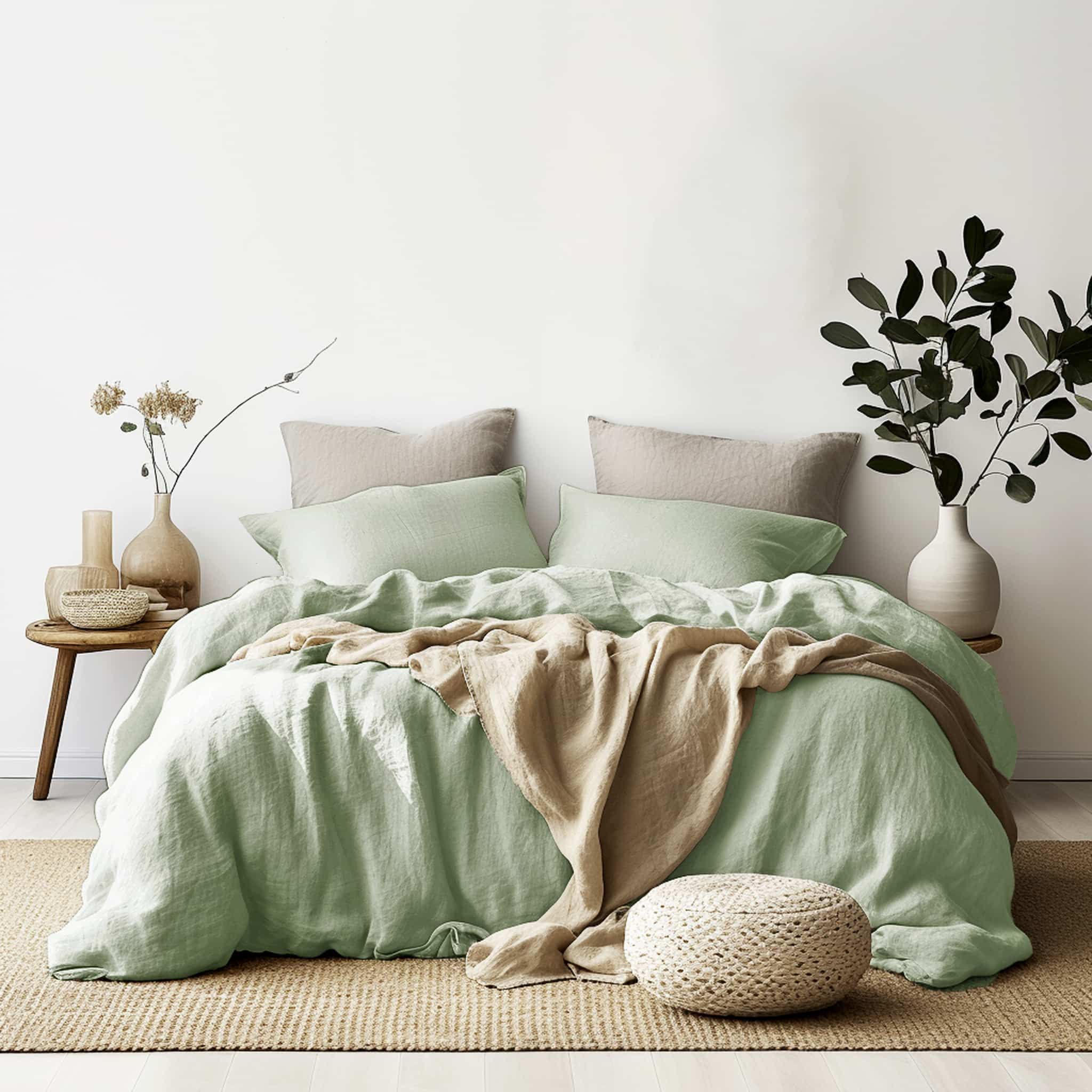 Sage Green Linen Duvet Cover Set - Linen Times