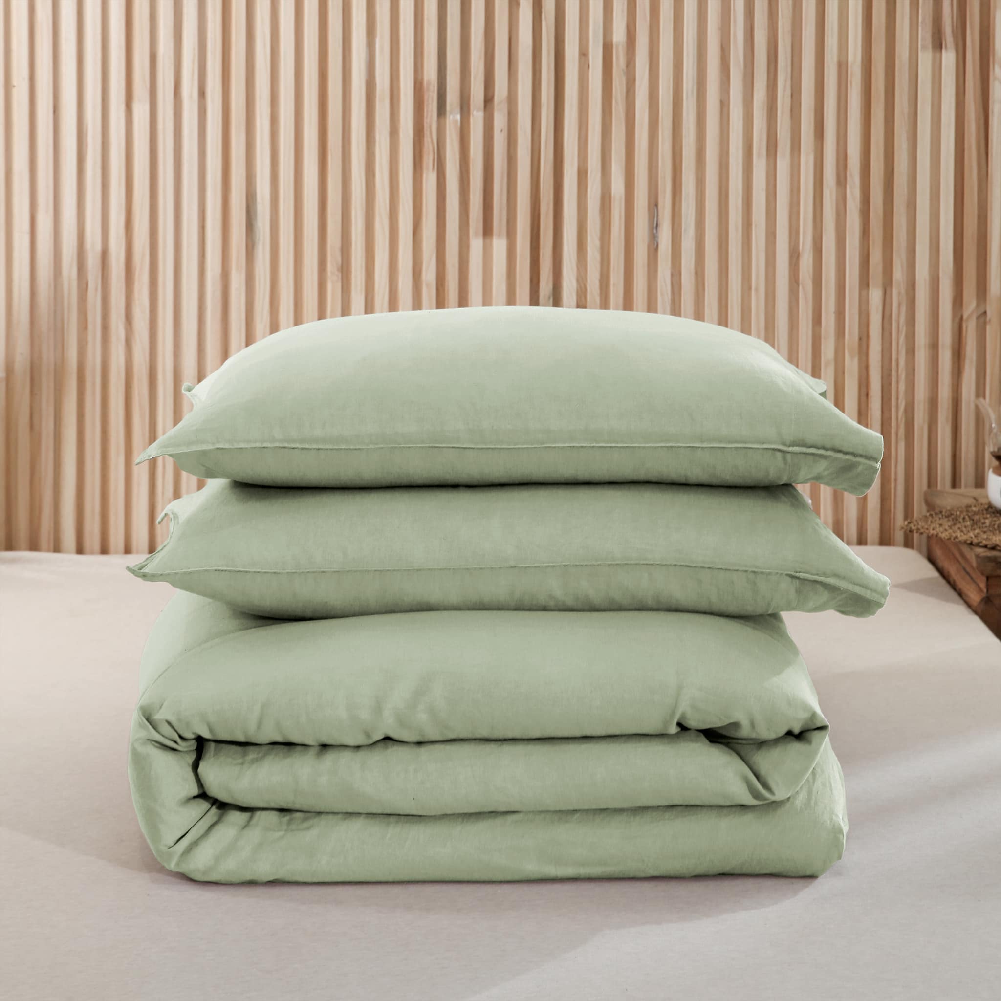 Sage Green Linen Duvet Cover Set - Linen Times