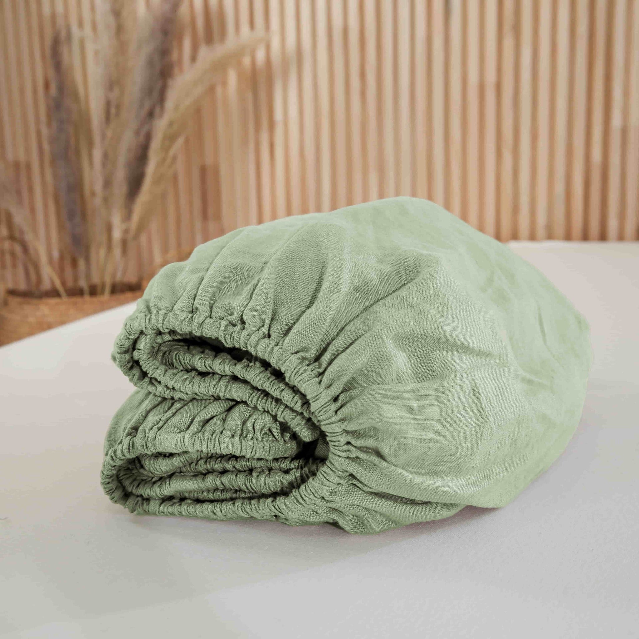 Sage Green Linen Fitted Sheet - Linen Time-4