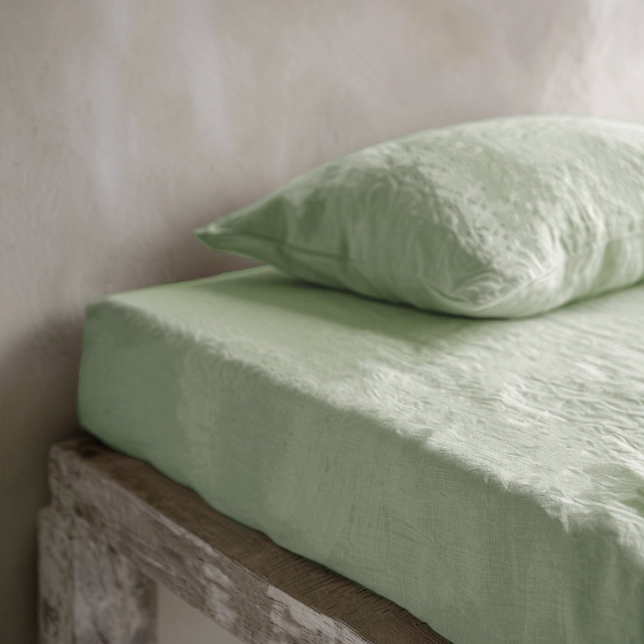 Sage Green Linen Fitted Sheet - Linen Times