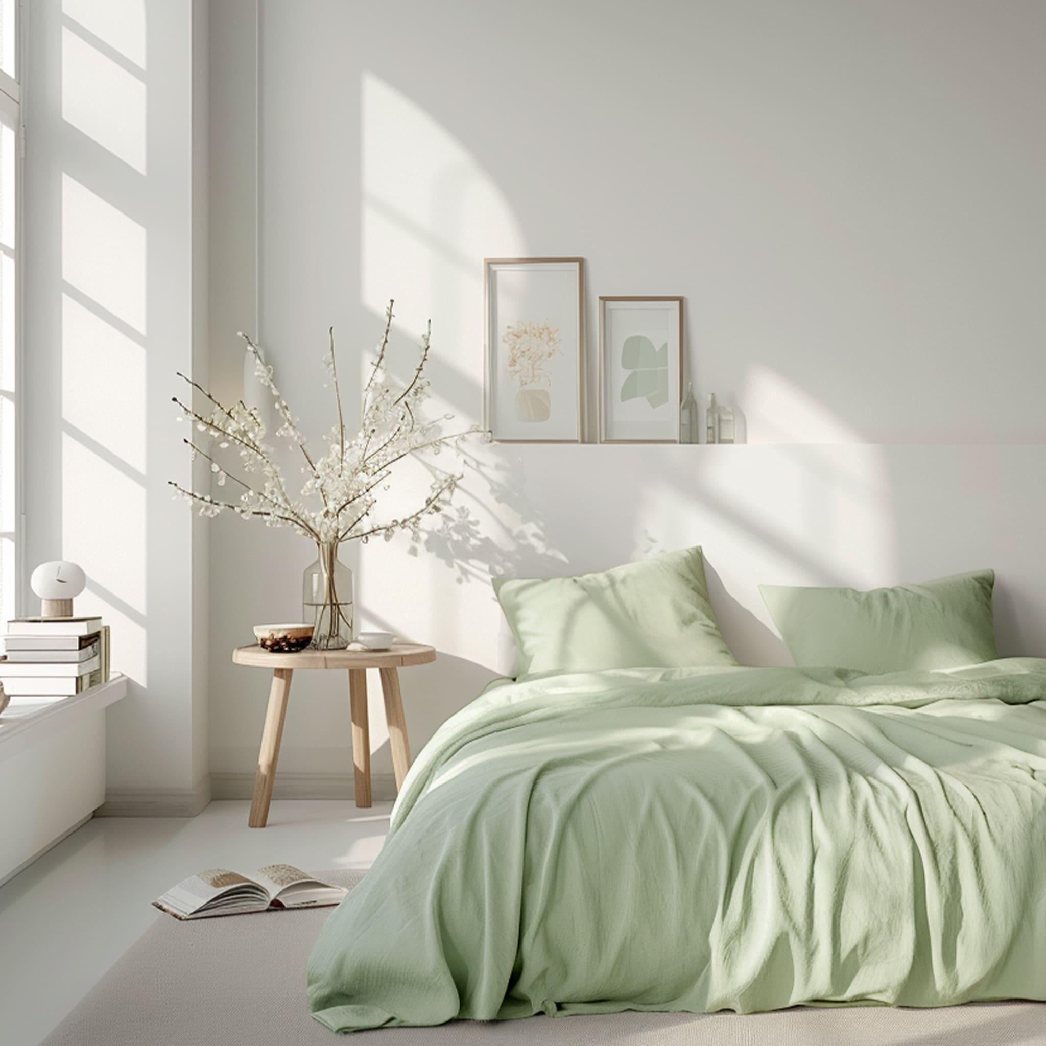 Sage Green Linen Flat Sheet - Linen Times