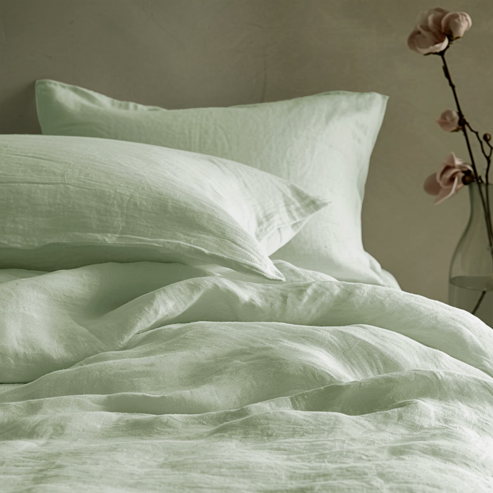 Sage Green Linen Pillowcase Set - Linen Times