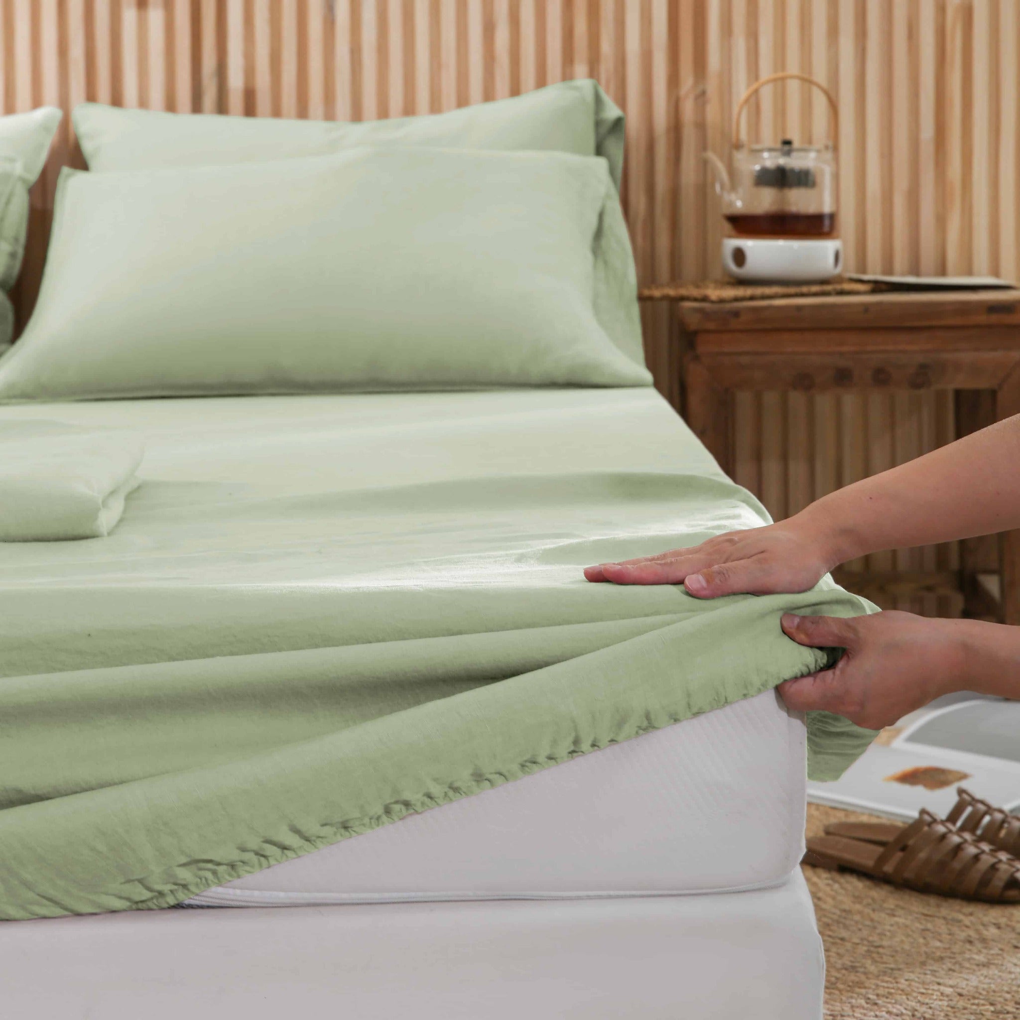 Sage Green Linen Sheet Set - Linen Time-3