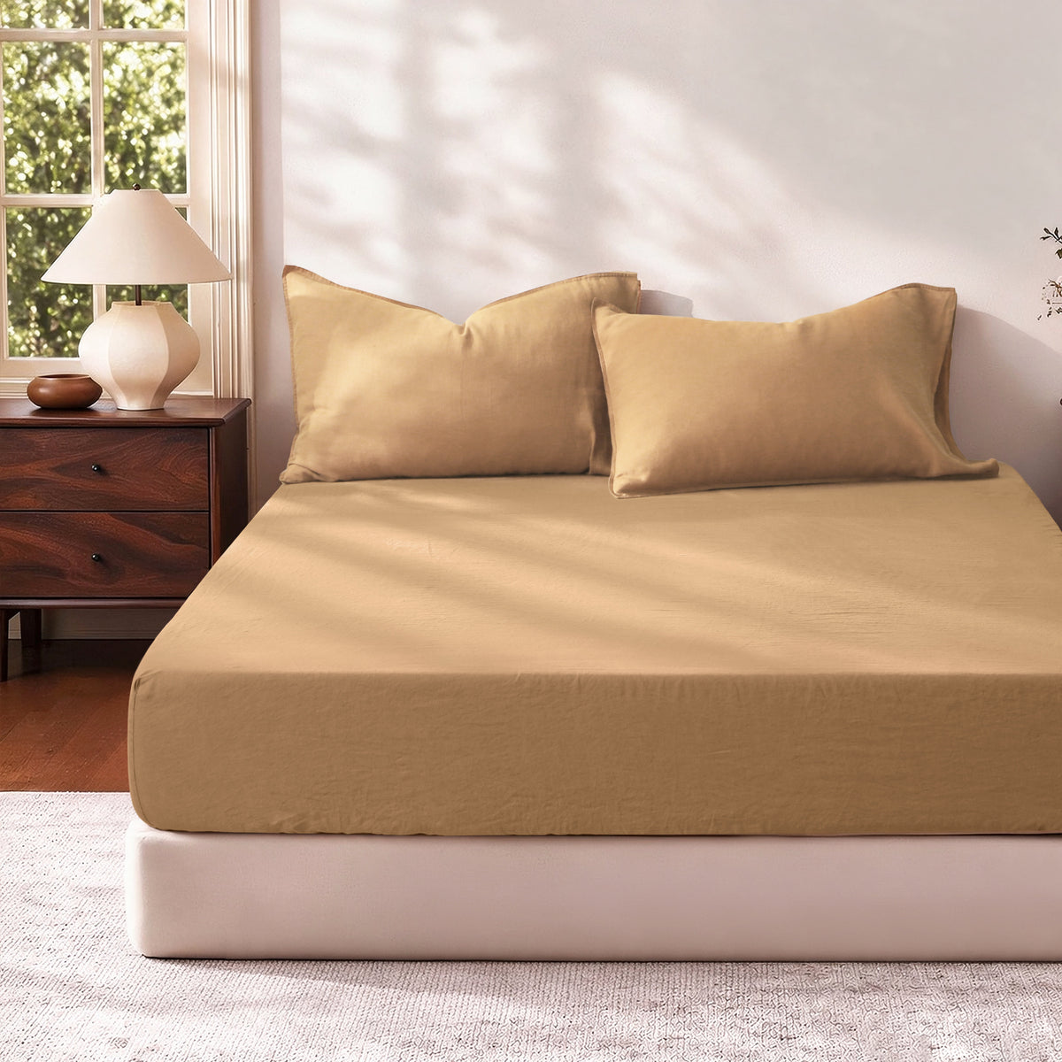 Sandy Beige Linen Fitted Sheet