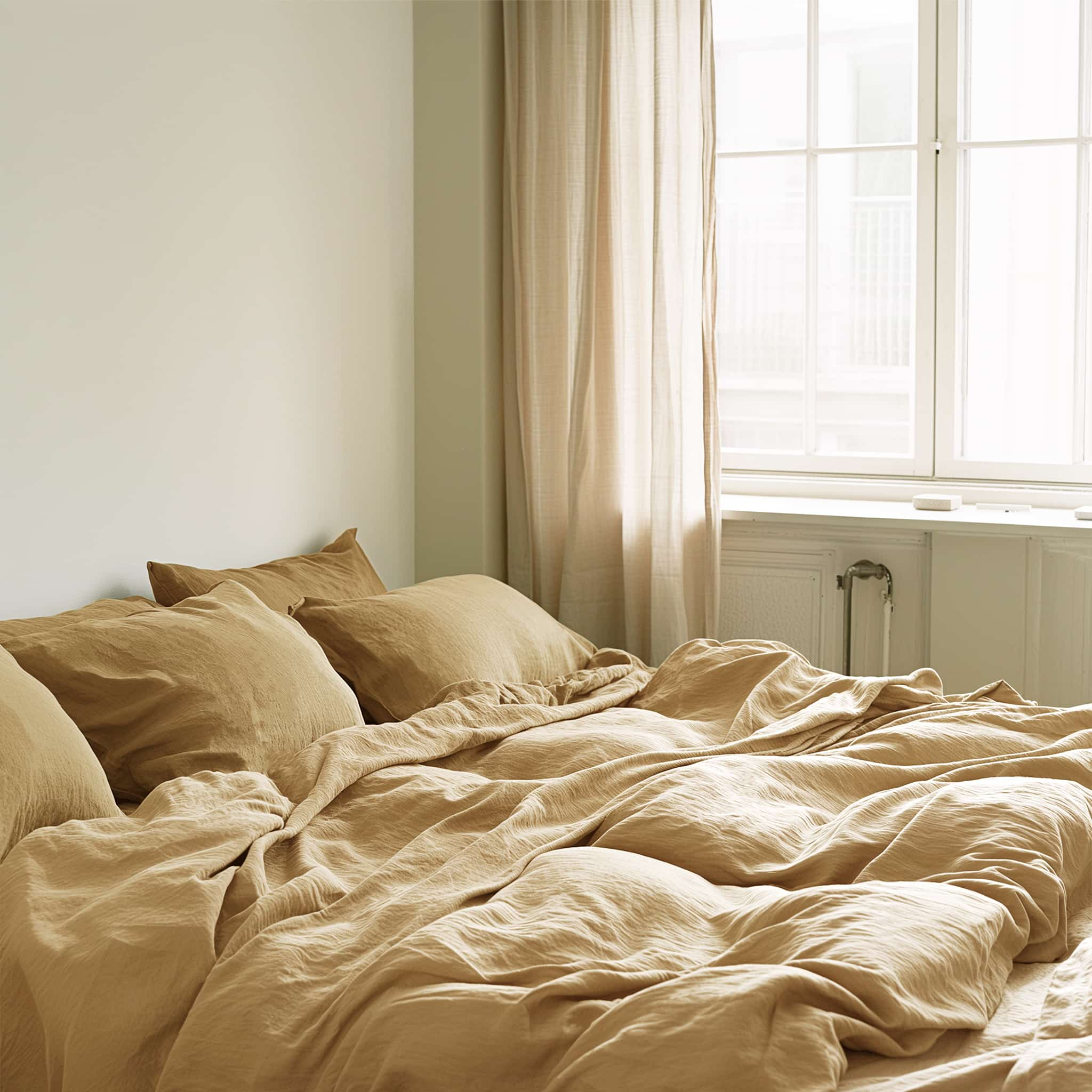 Sandy Beige Linen Flat Sheet - Linen Times