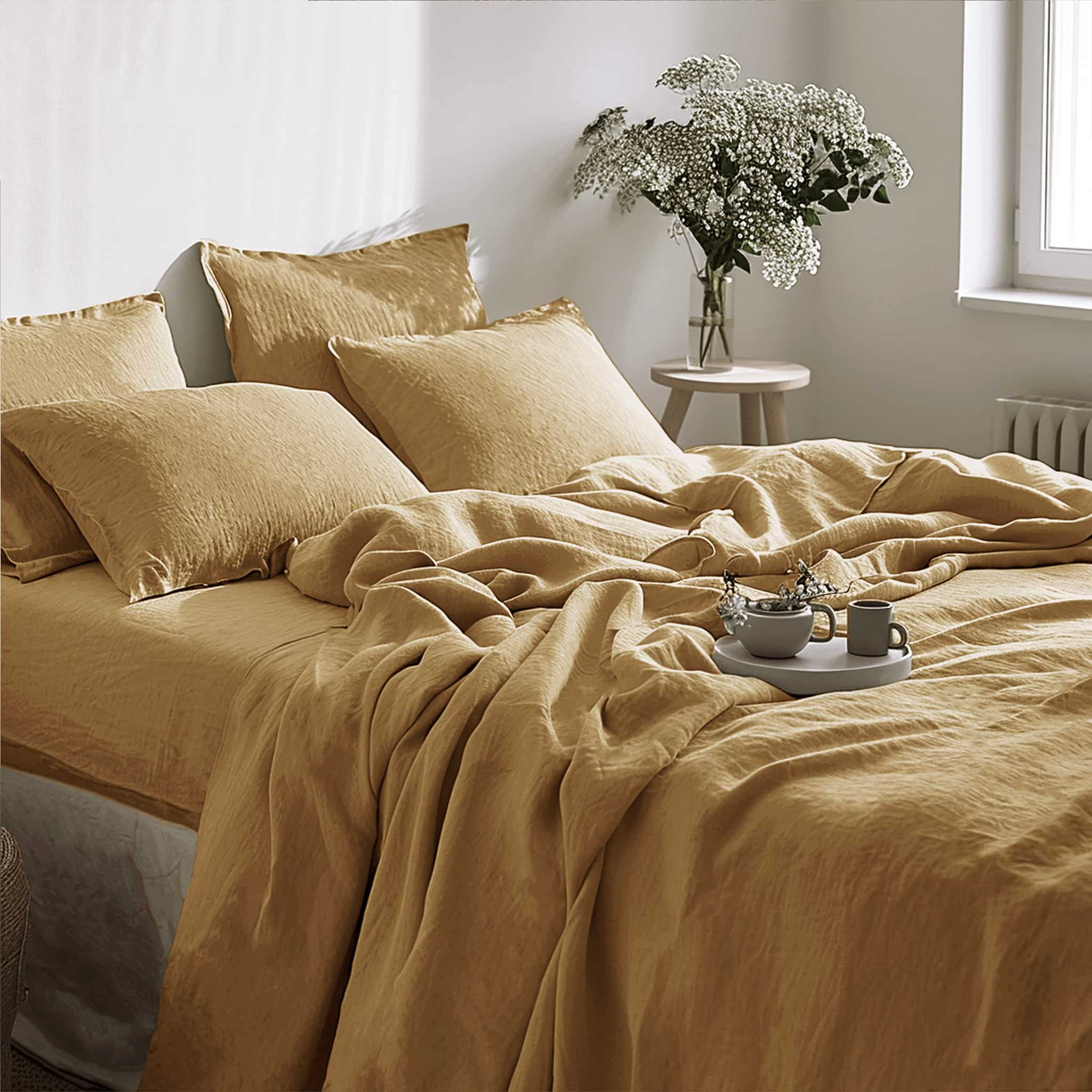 Sandy Beige Linen Flat Sheet - Linen Times