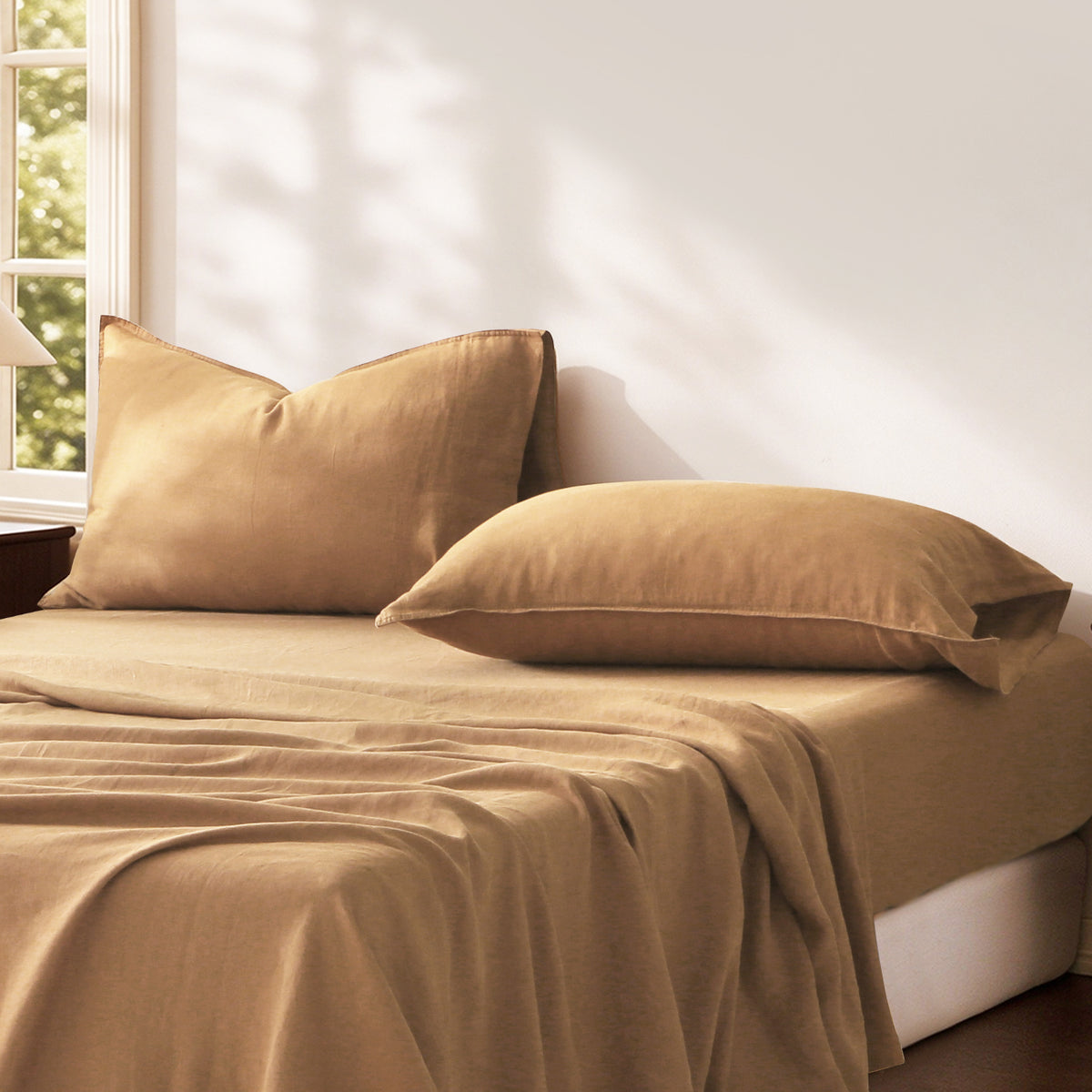 Sandy Beige Linen Pillowcase Set