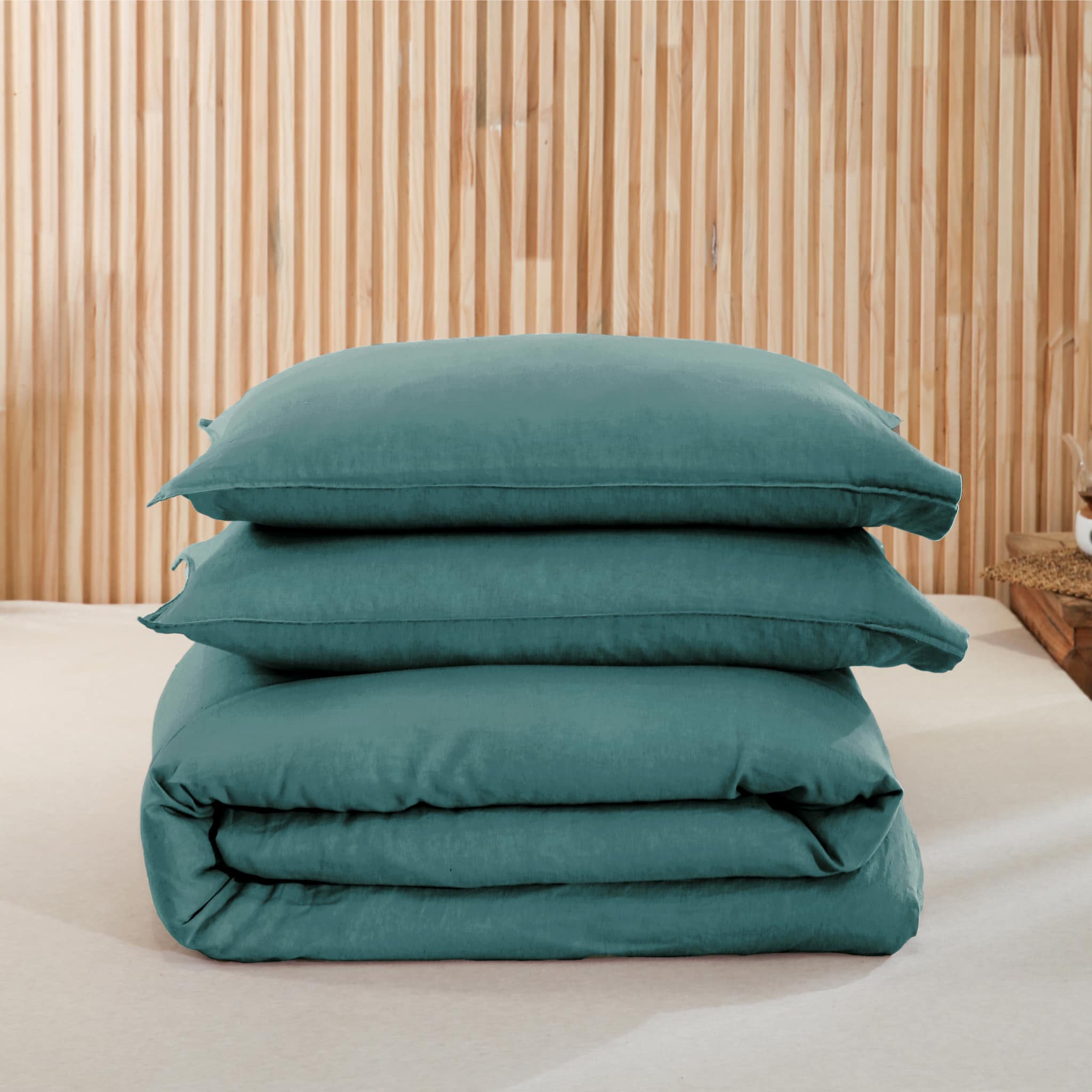 Serenity Teal Linen Duvet Cover Set - Linen Times