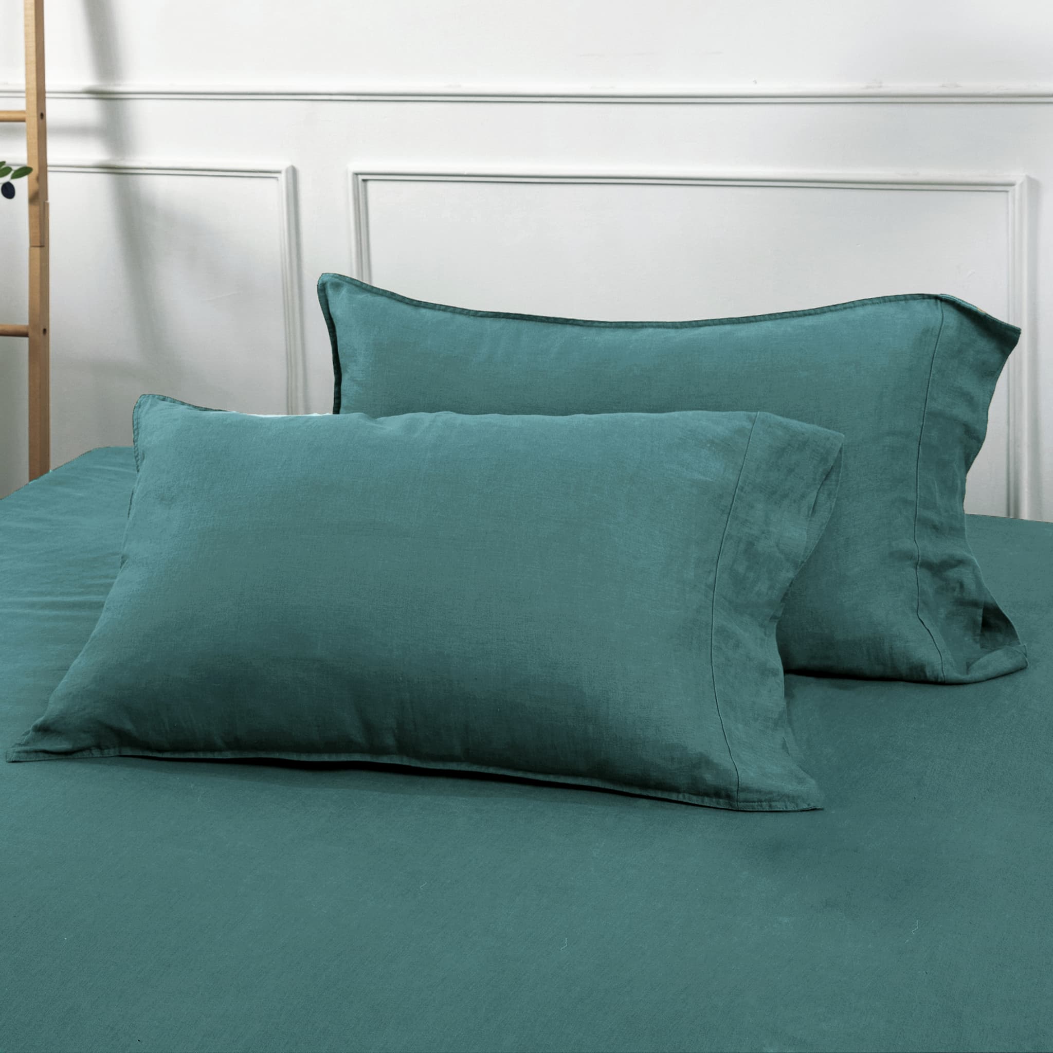 Serenity Teal Linen Pillowcase Set - Linen Times