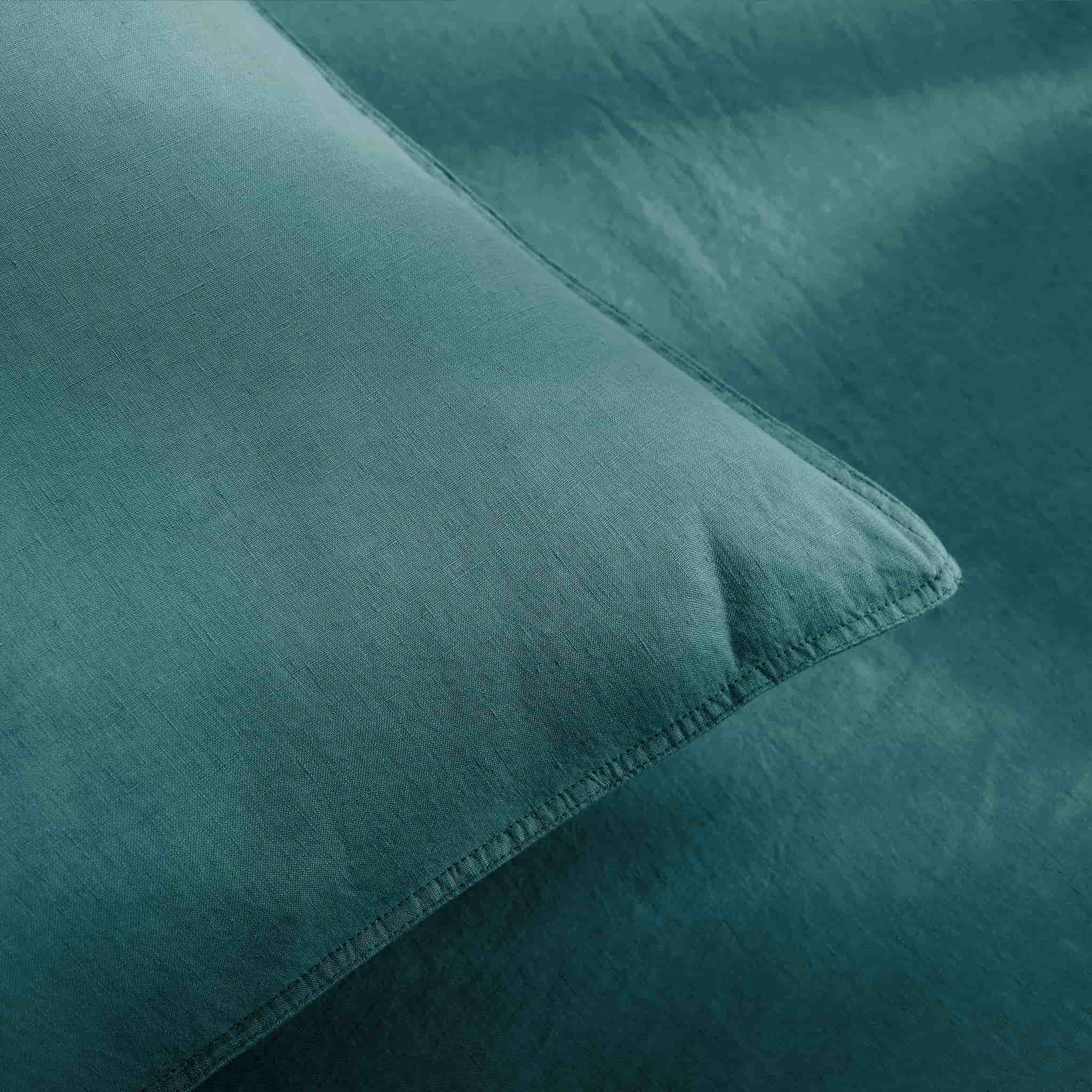 Serenity Teal Linen Pillowcase Set - Linen Times