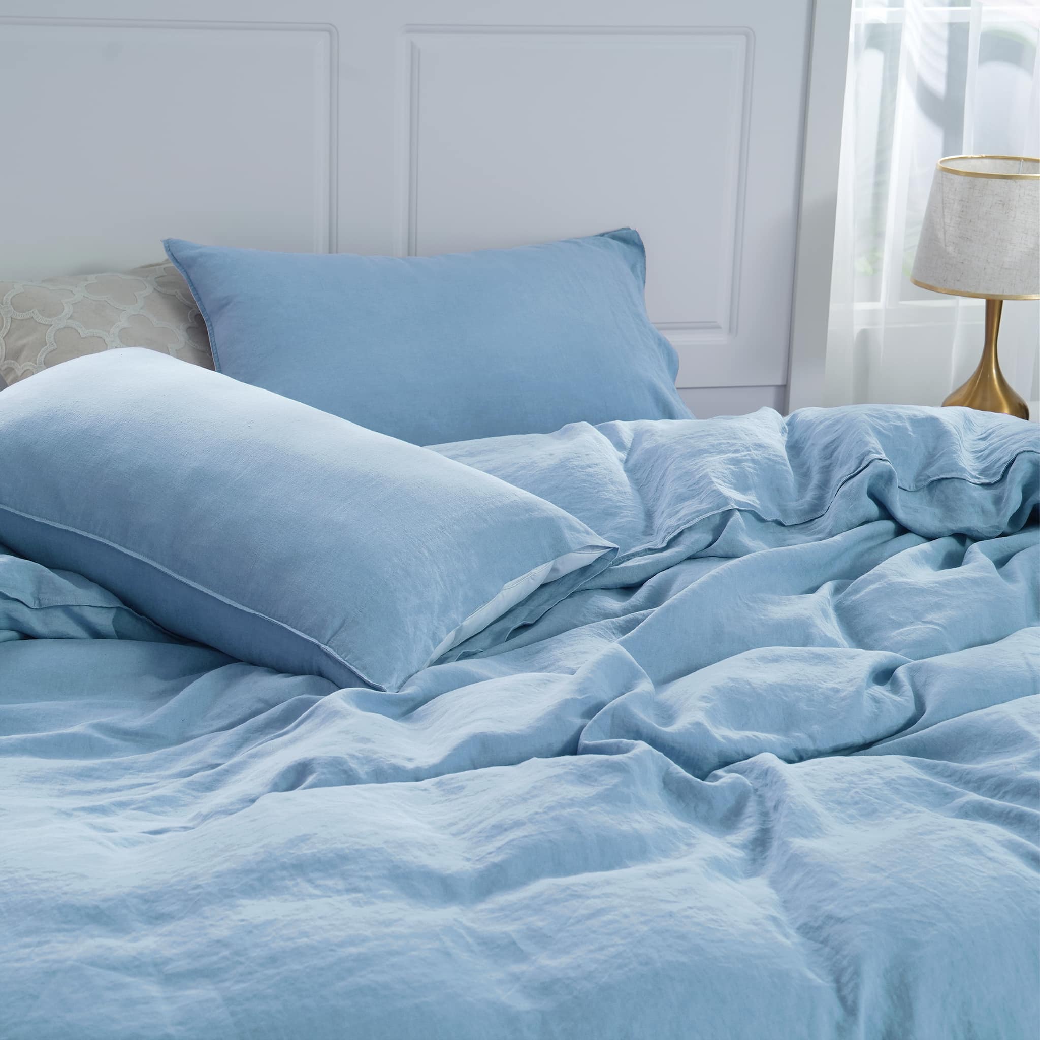 Sky Blue Linen Duvet Cover - Linen Times