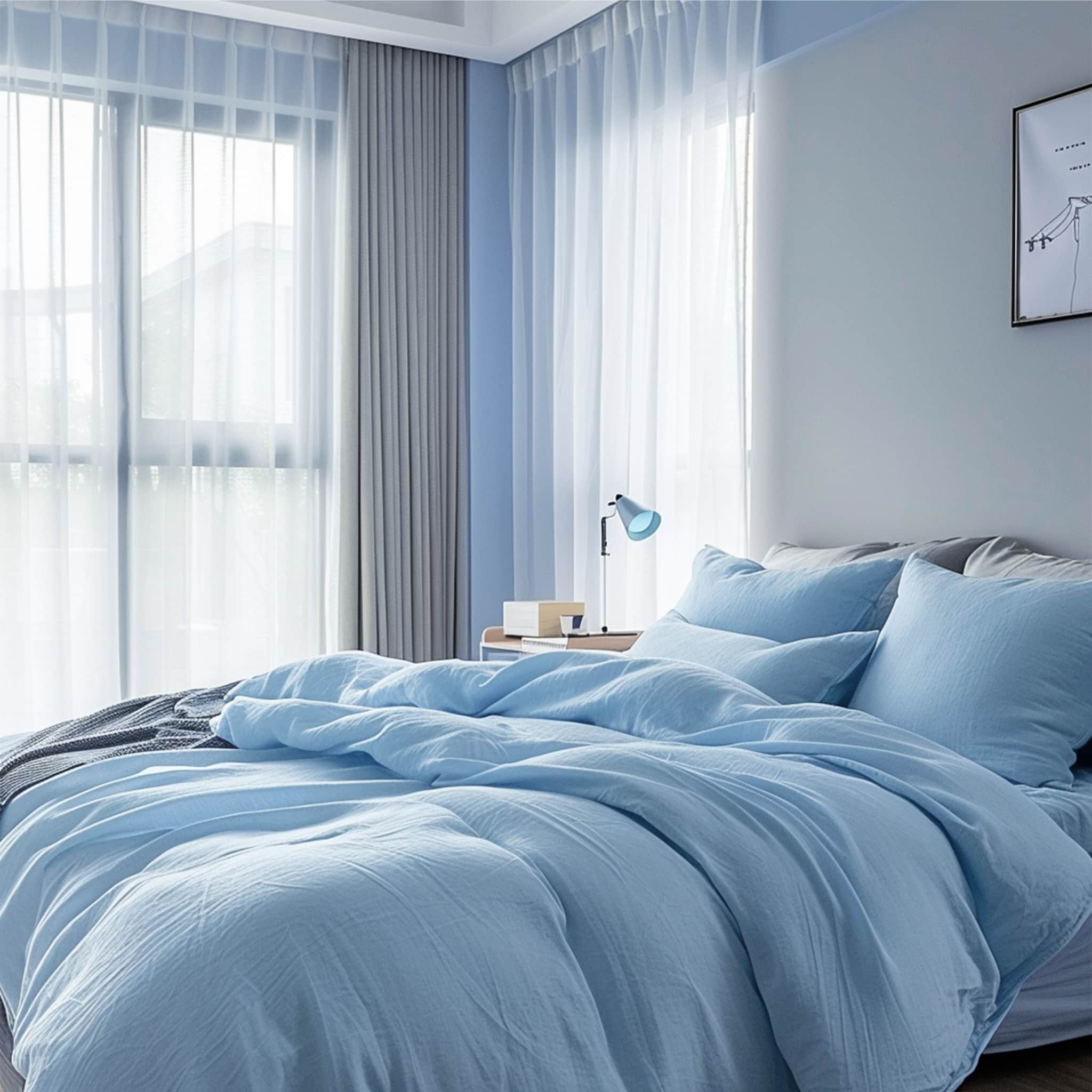 Sky Blue Linen Duvet Cover - Linen Times