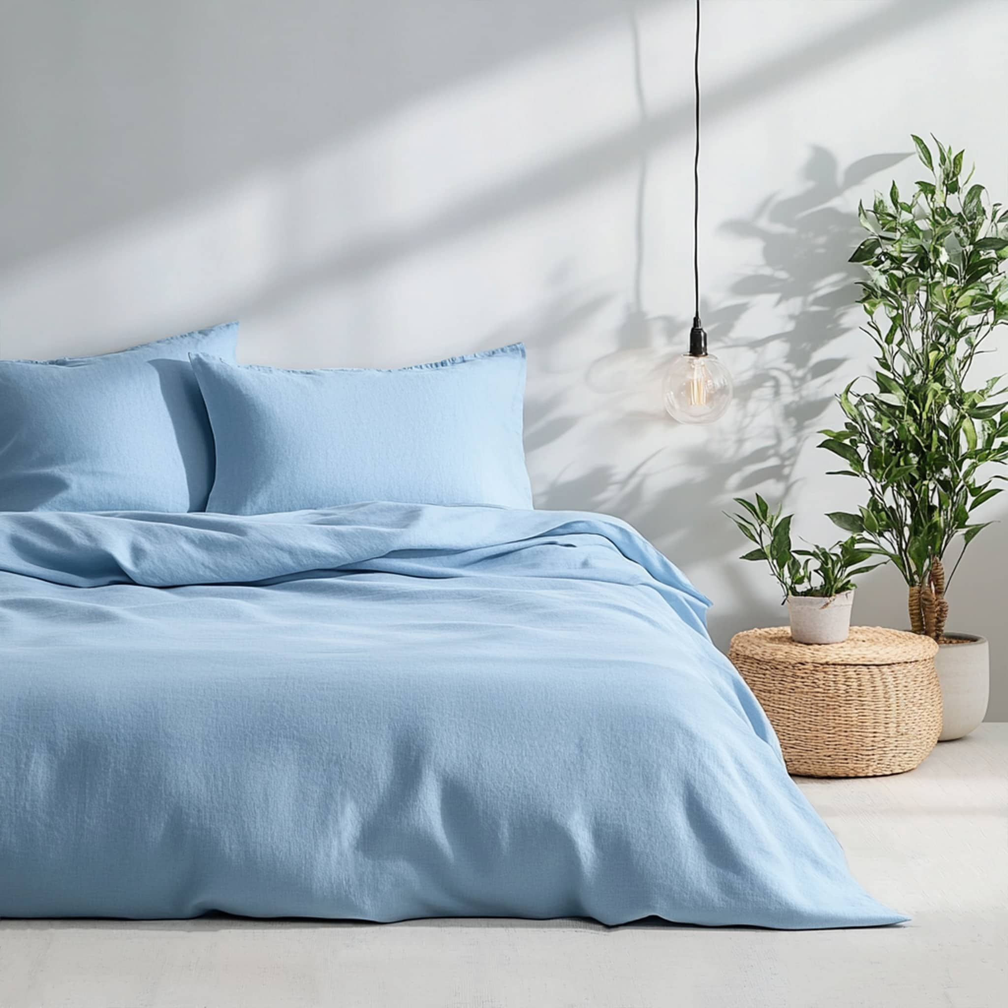 Sky Blue Linen Duvet Cover - Linen Times