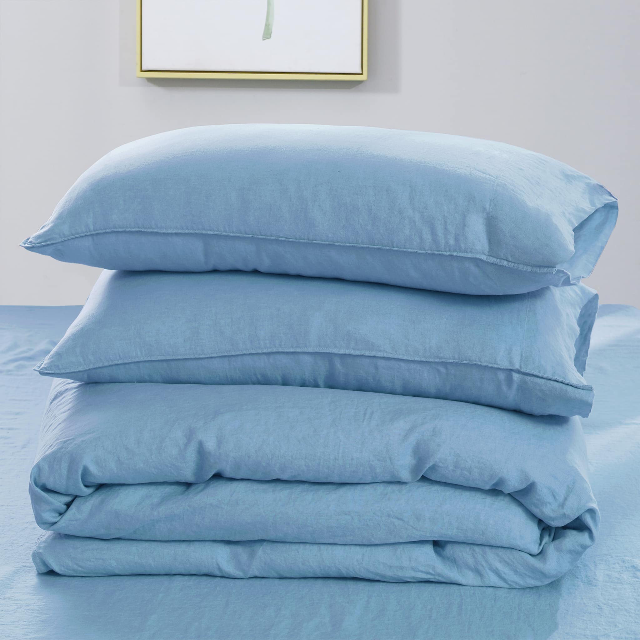 Sky Blue Linen Duvet Cover Set - Linen Times