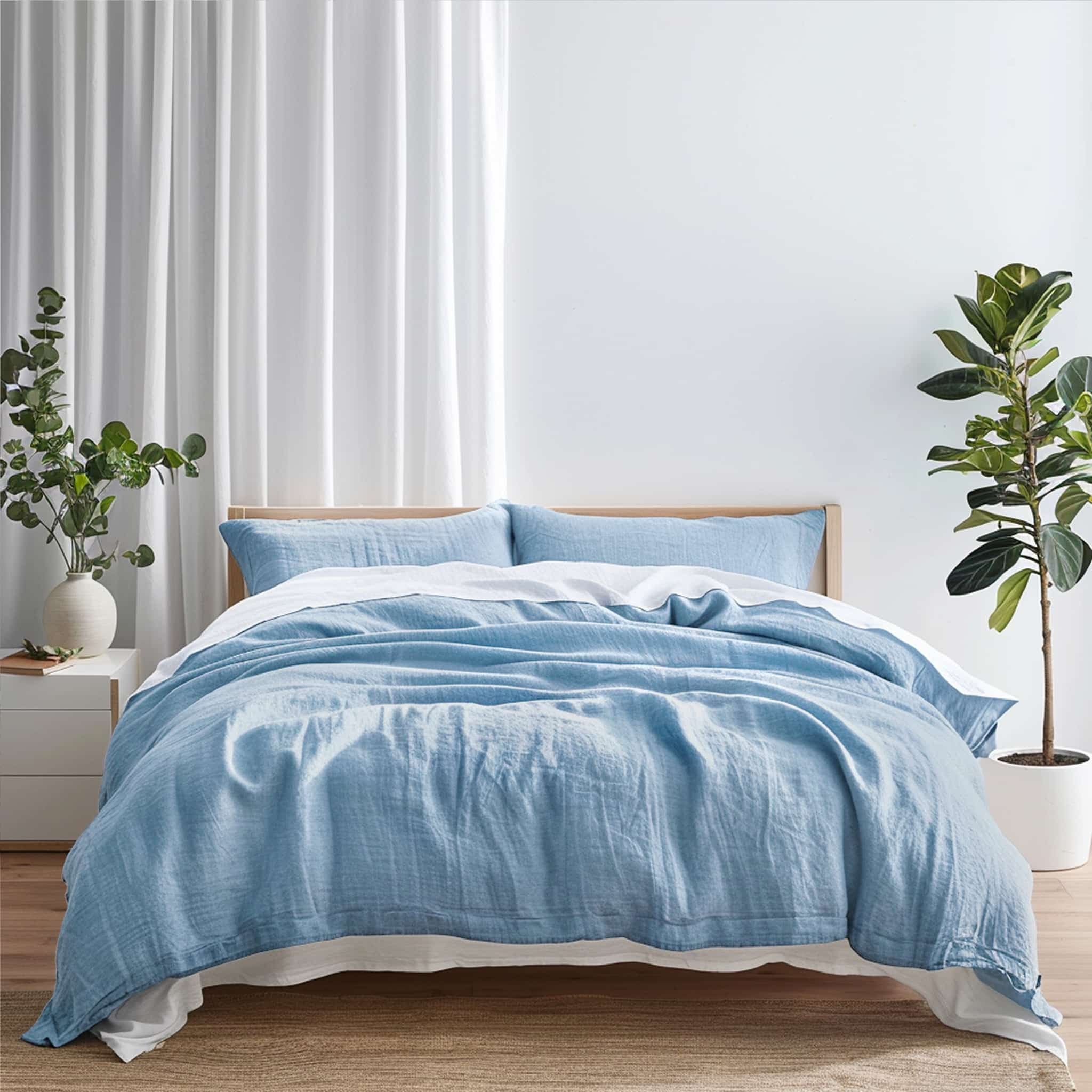 Sky Blue Linen Duvet Cover Set - Linen Times